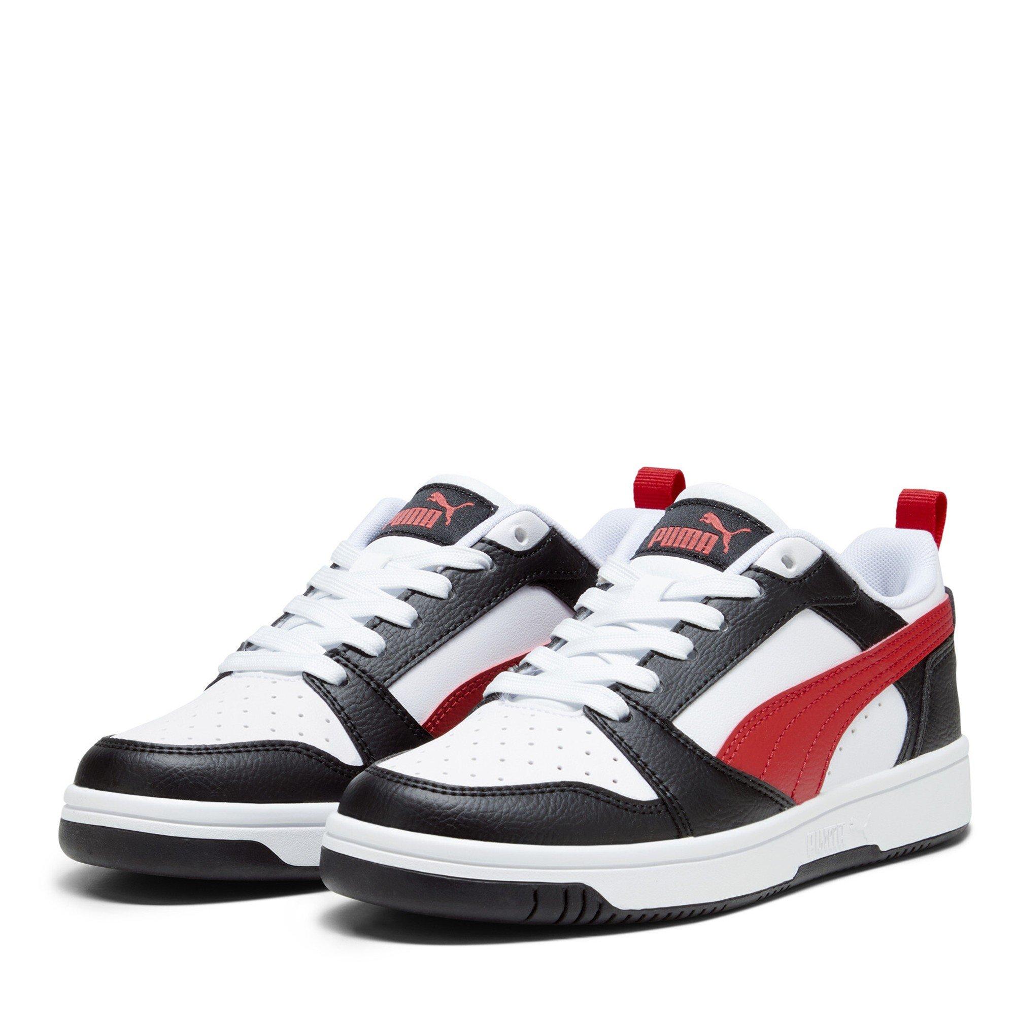 Puma  Kids ' Rebound Lo Jr High-Top Trainers - Blk/Wht/Red - 3.5 (36)