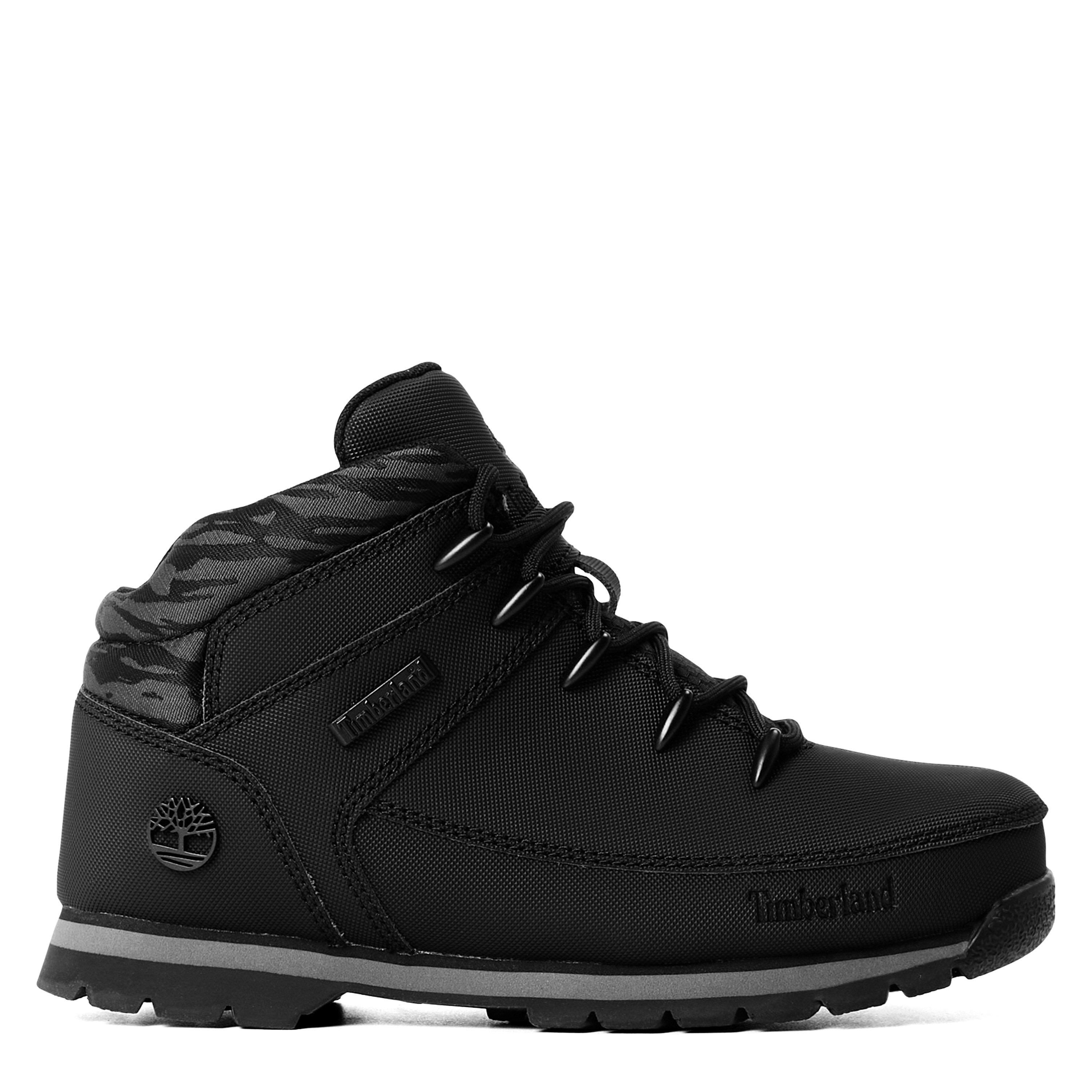 Timberland Kids' Euro Sprint Leather Hiker Boots - Black/Camo - Size 4 (37)