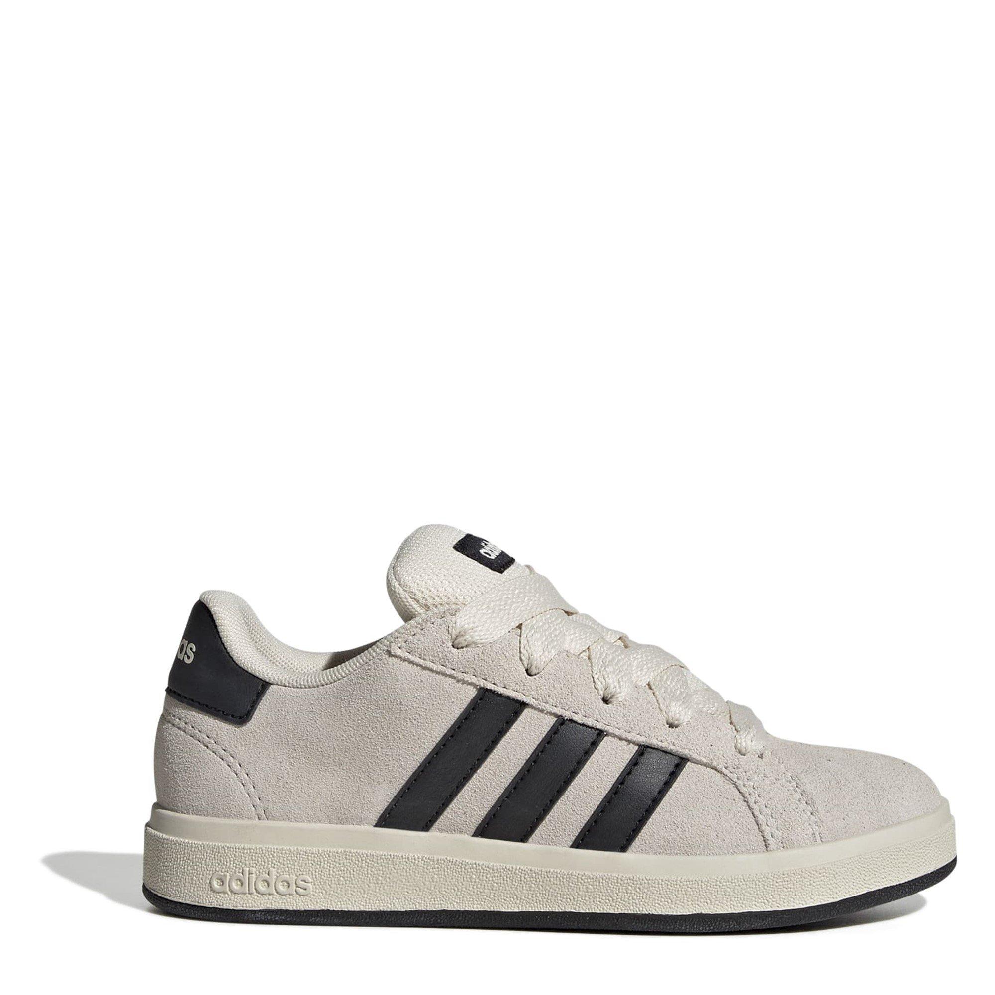 Adidas Boys Grand Court 00S Trainers Juniors - Wonwht/Black - 3 (35.5)
