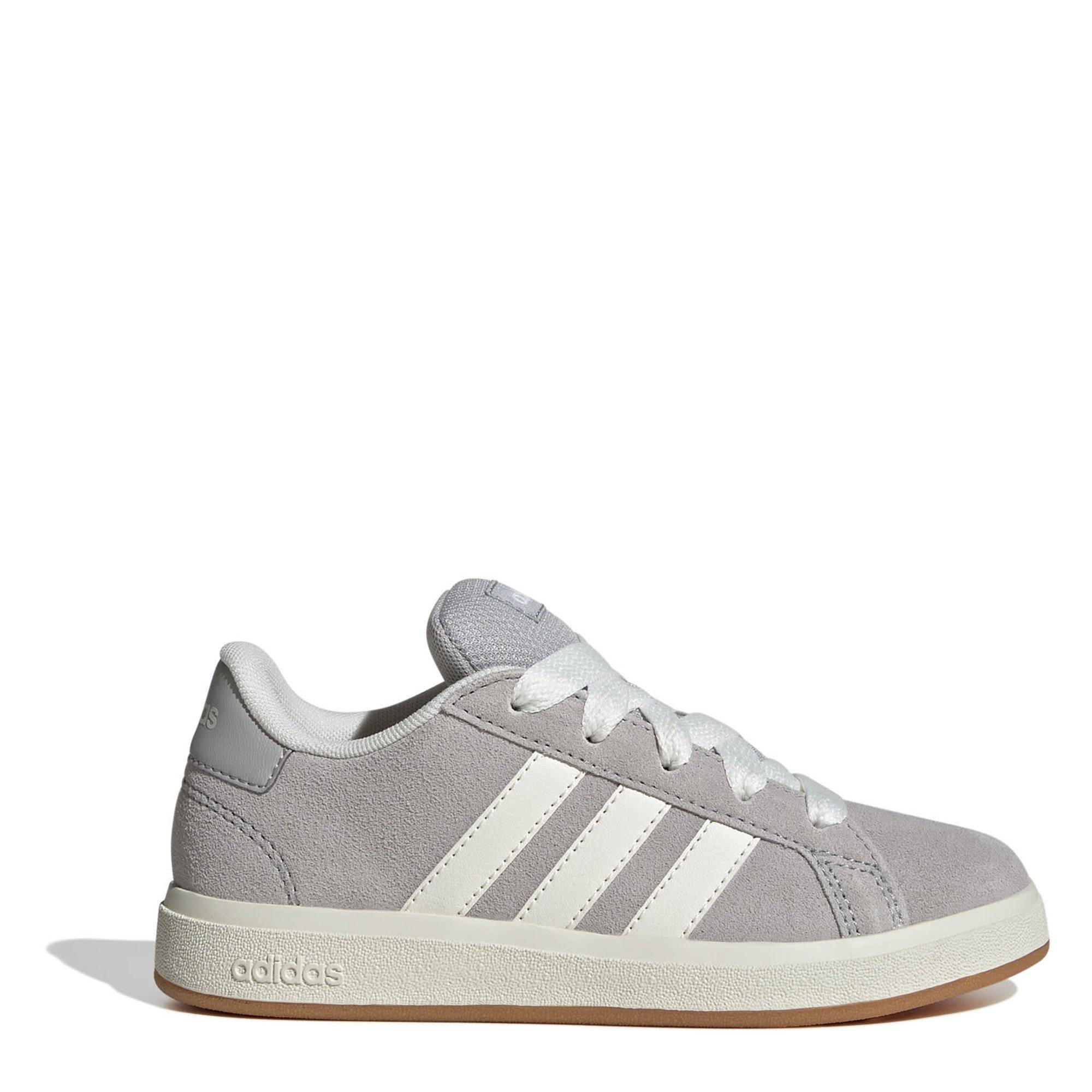 Adidas Boys Grand Court 00S Trainers Juniors - Grey/Gum - 3 (35.5)