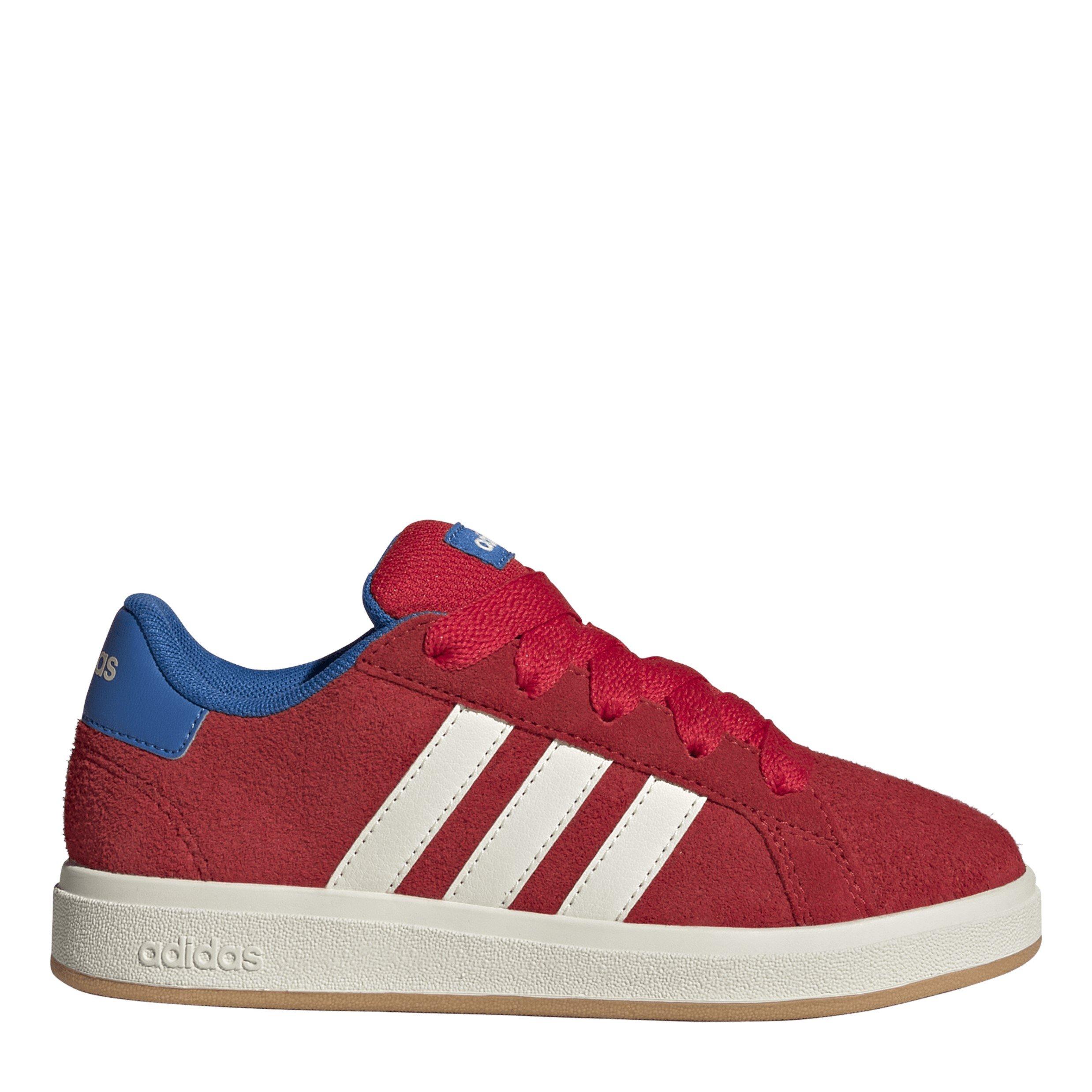 Adidas Boys Grand Court 00S Trainers Juniors - Red/Gum - 3 (35.5)