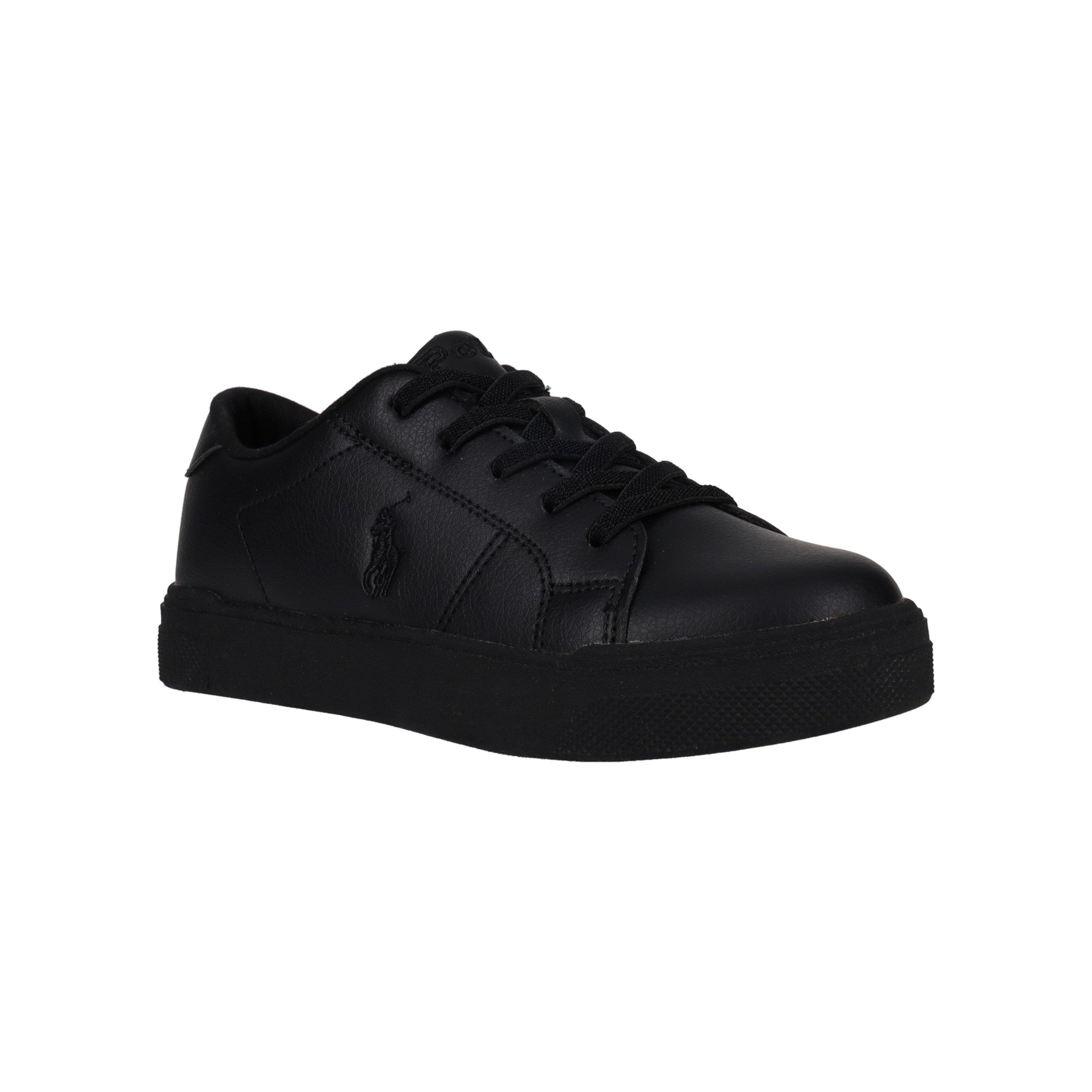 Polo Ralph Lauren Juniors Sutton Low-Top Trainers - Triple Black - Size 5 (38)