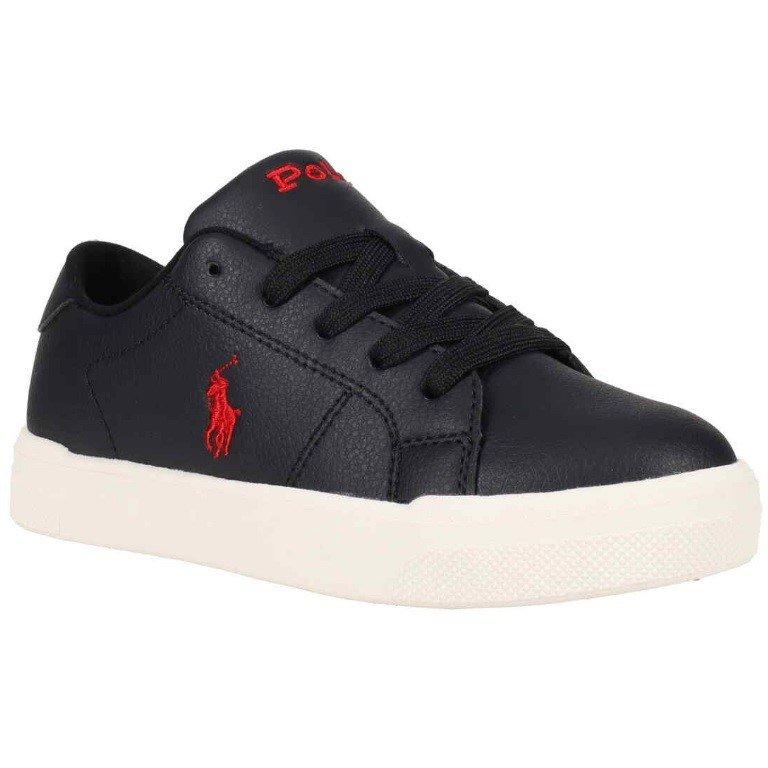Polo Ralph Lauren Boys Juniors Sutton Low-Top Trainers - Black/Red - 5 (38)