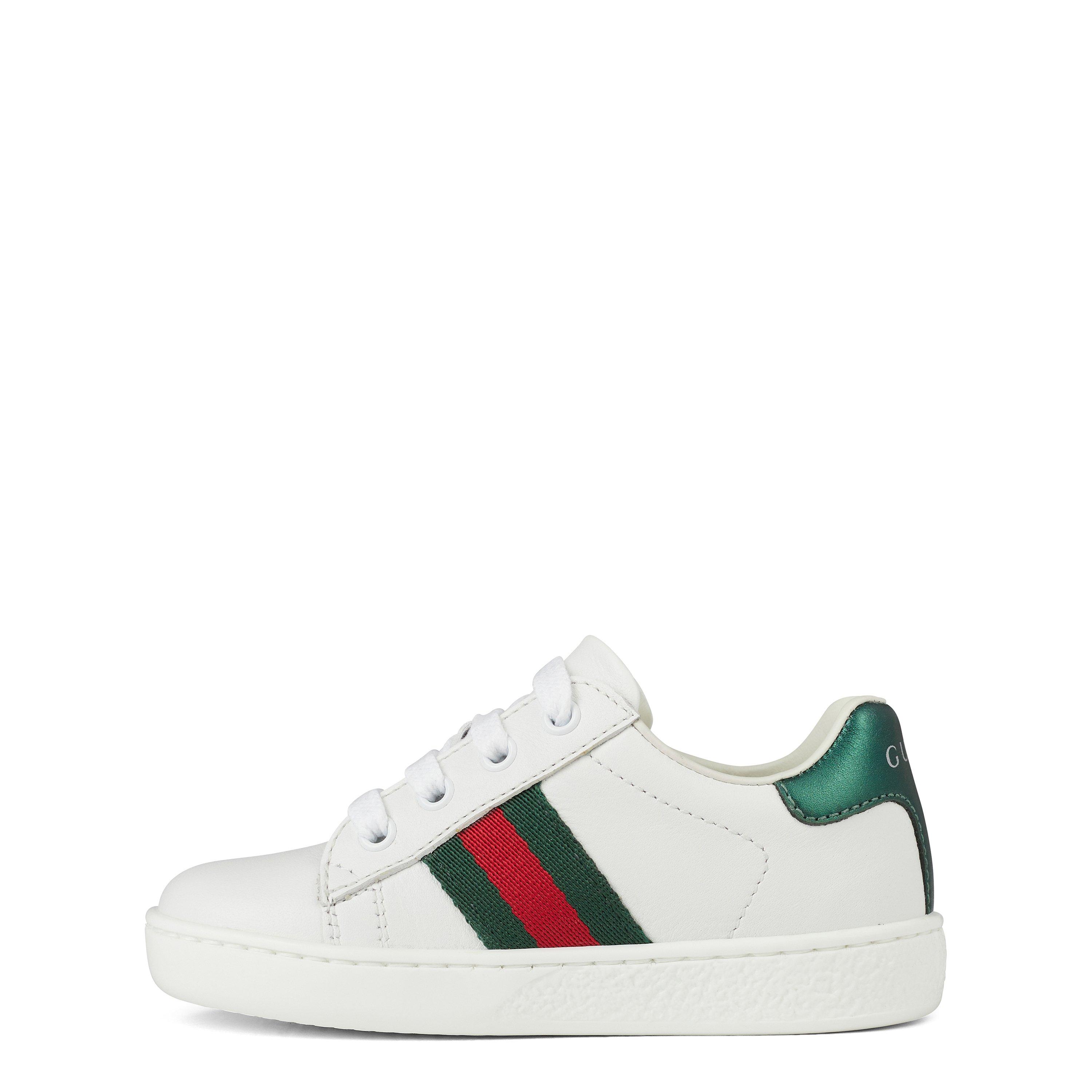 White 9075 - Gucci - Boys' Striped Leather Ace Lace Up Trainers - 2