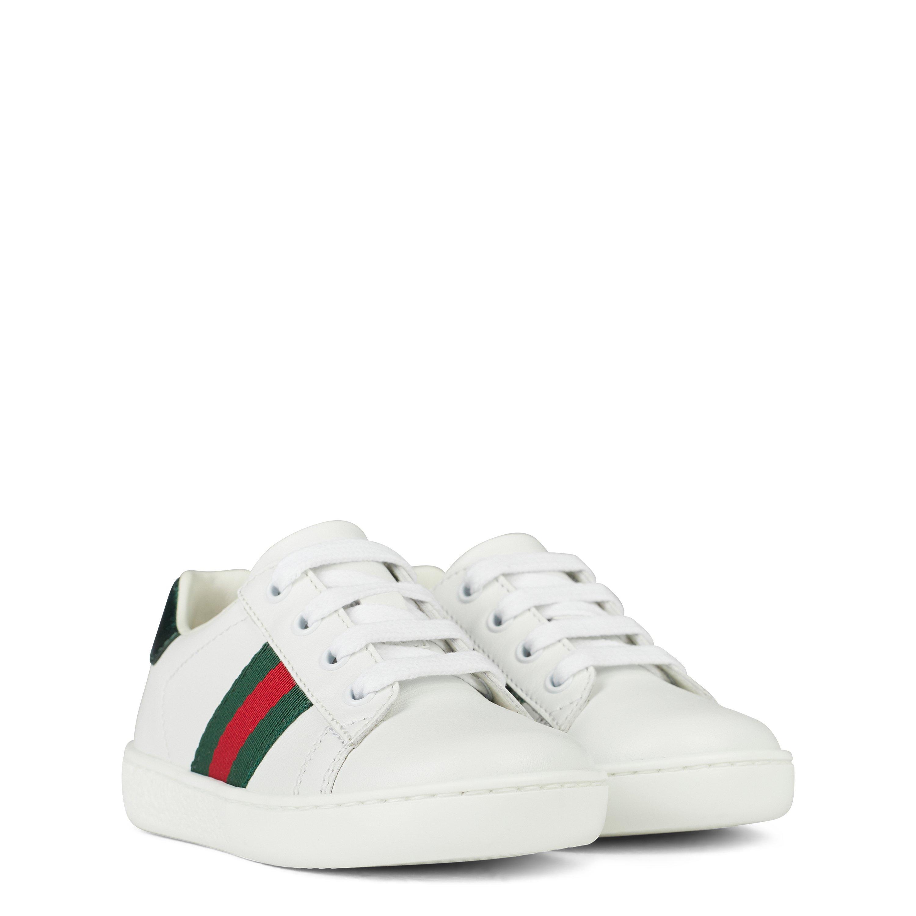 White 9075 - Gucci - Boys' Striped Leather Ace Lace Up Trainers - 3