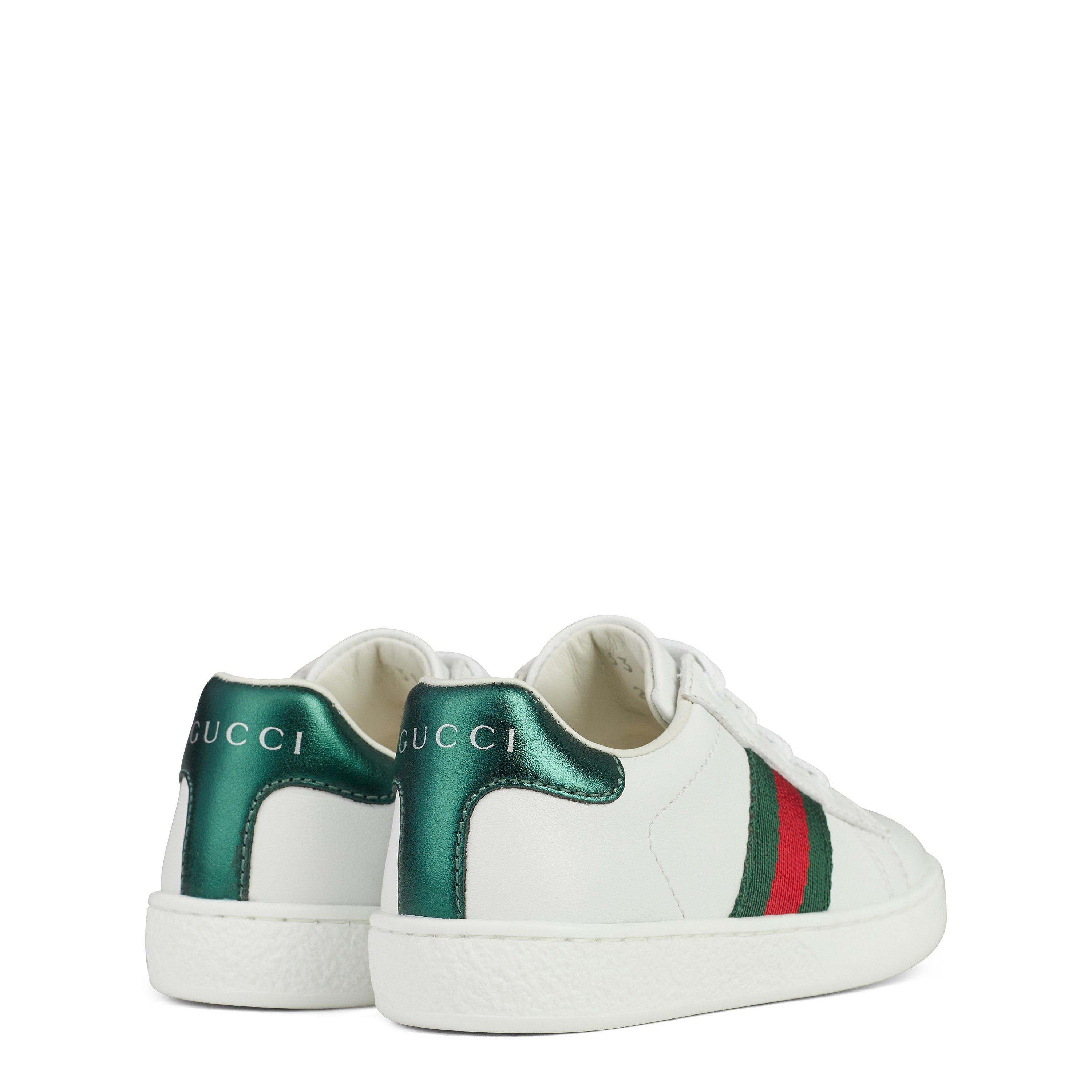 White 9075 - Gucci - Boys' Striped Leather Ace Lace Up Trainers - 4