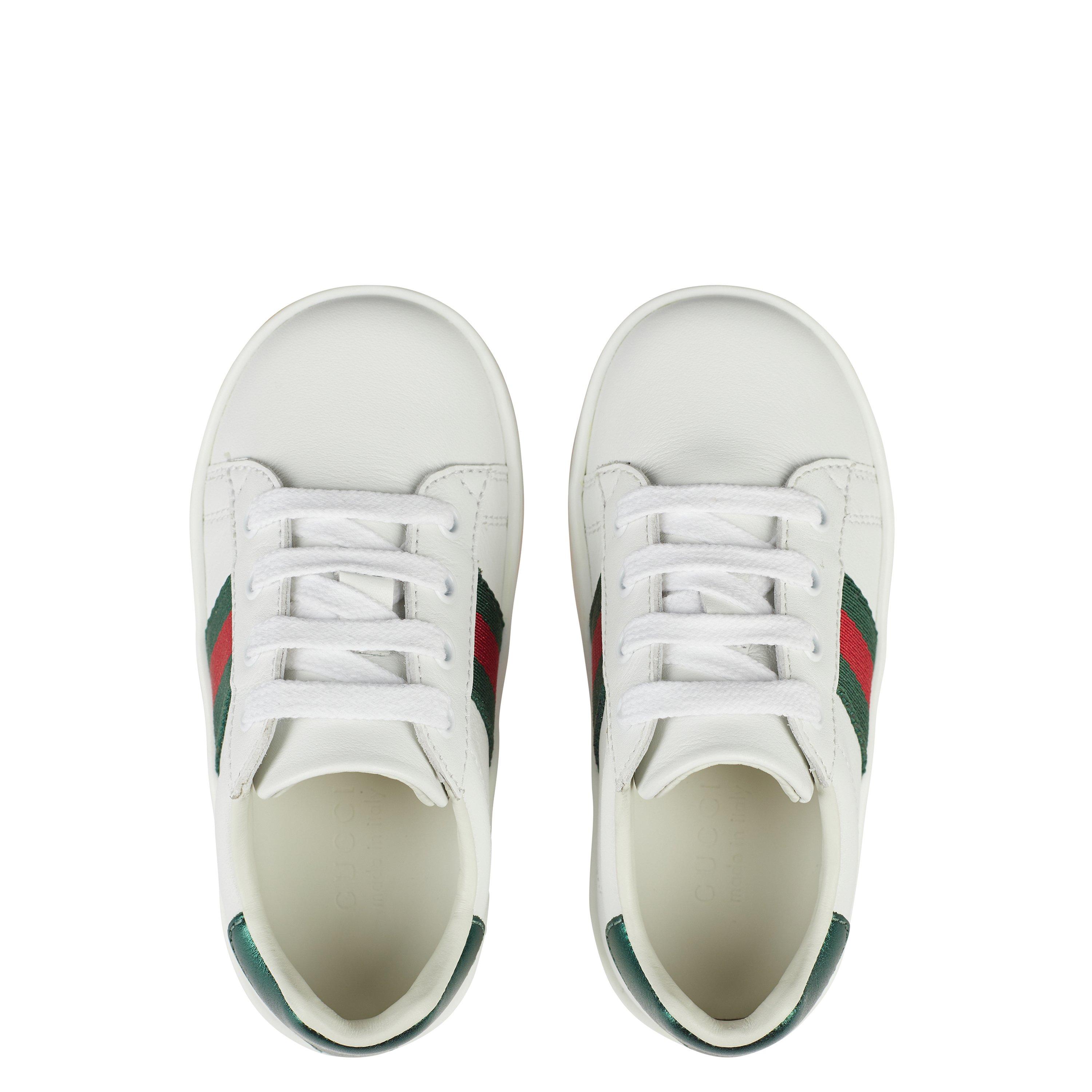 White 9075 - Gucci - Boys' Striped Leather Ace Lace Up Trainers - 5