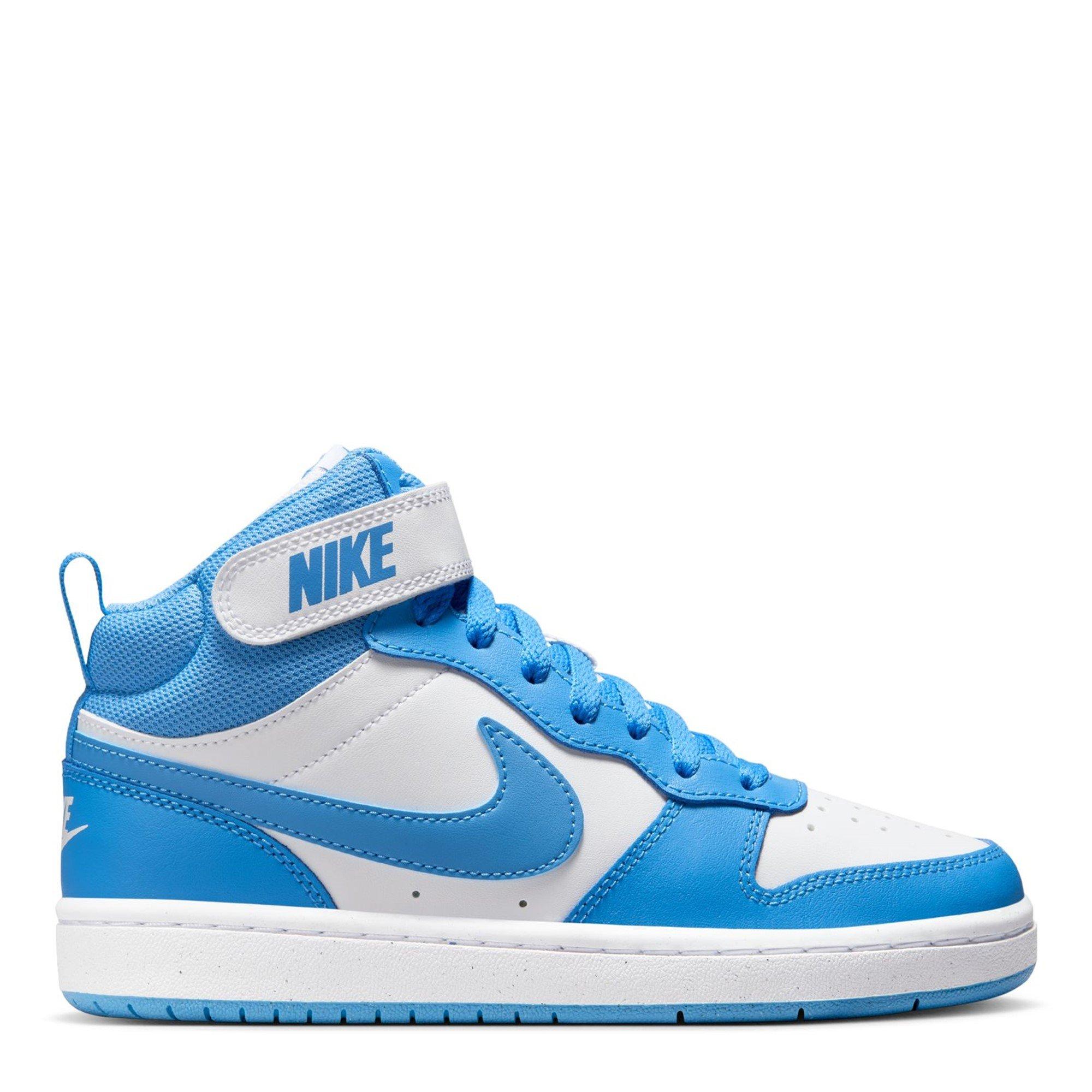nike air high tops blue and white