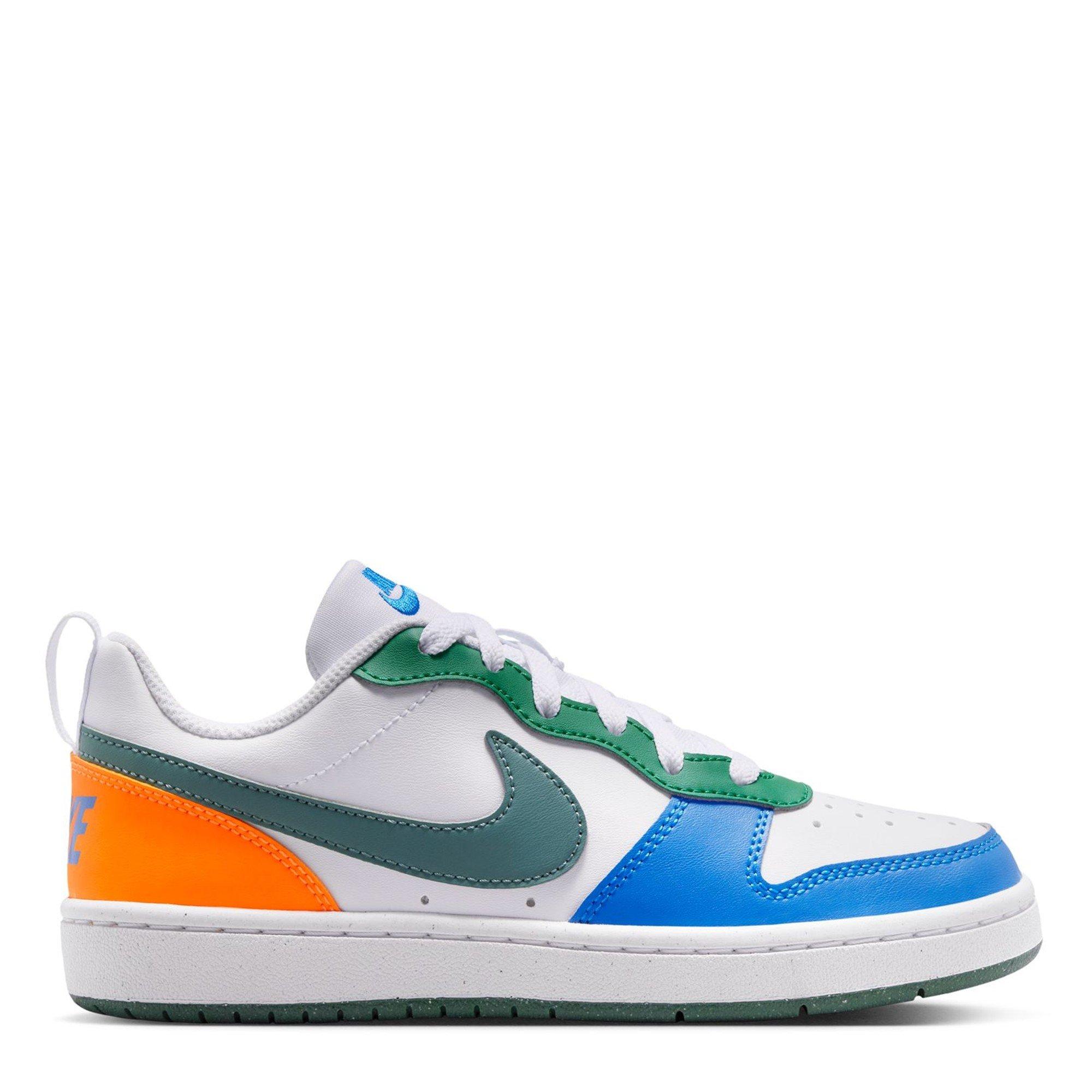 Nike Boys Court Borough Low Recraft Children Shoes - White/Blu/Ora - 5.5 (38.5)