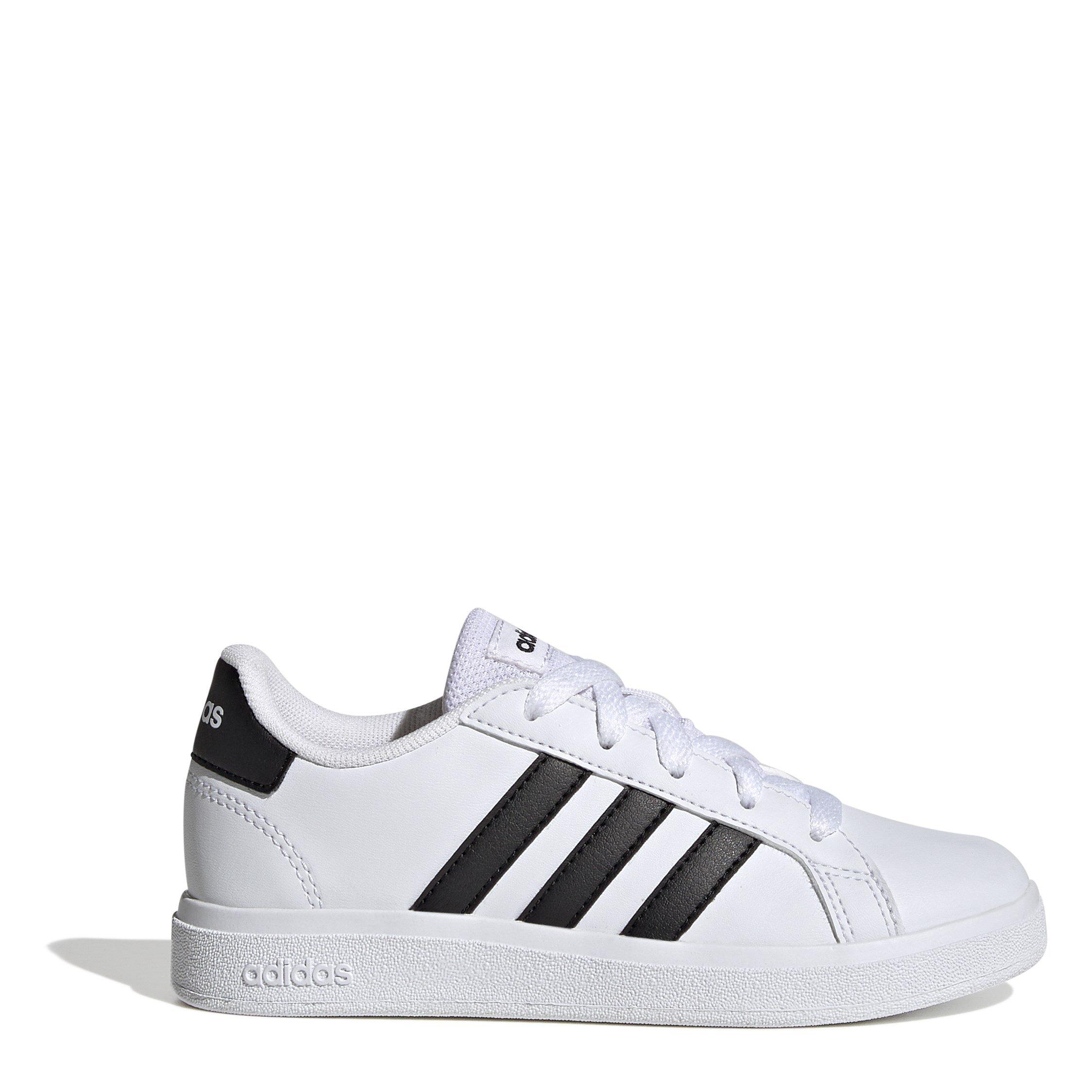 Wit/Zwart - adidas - Grand Court Junior Boys Trainers - 1