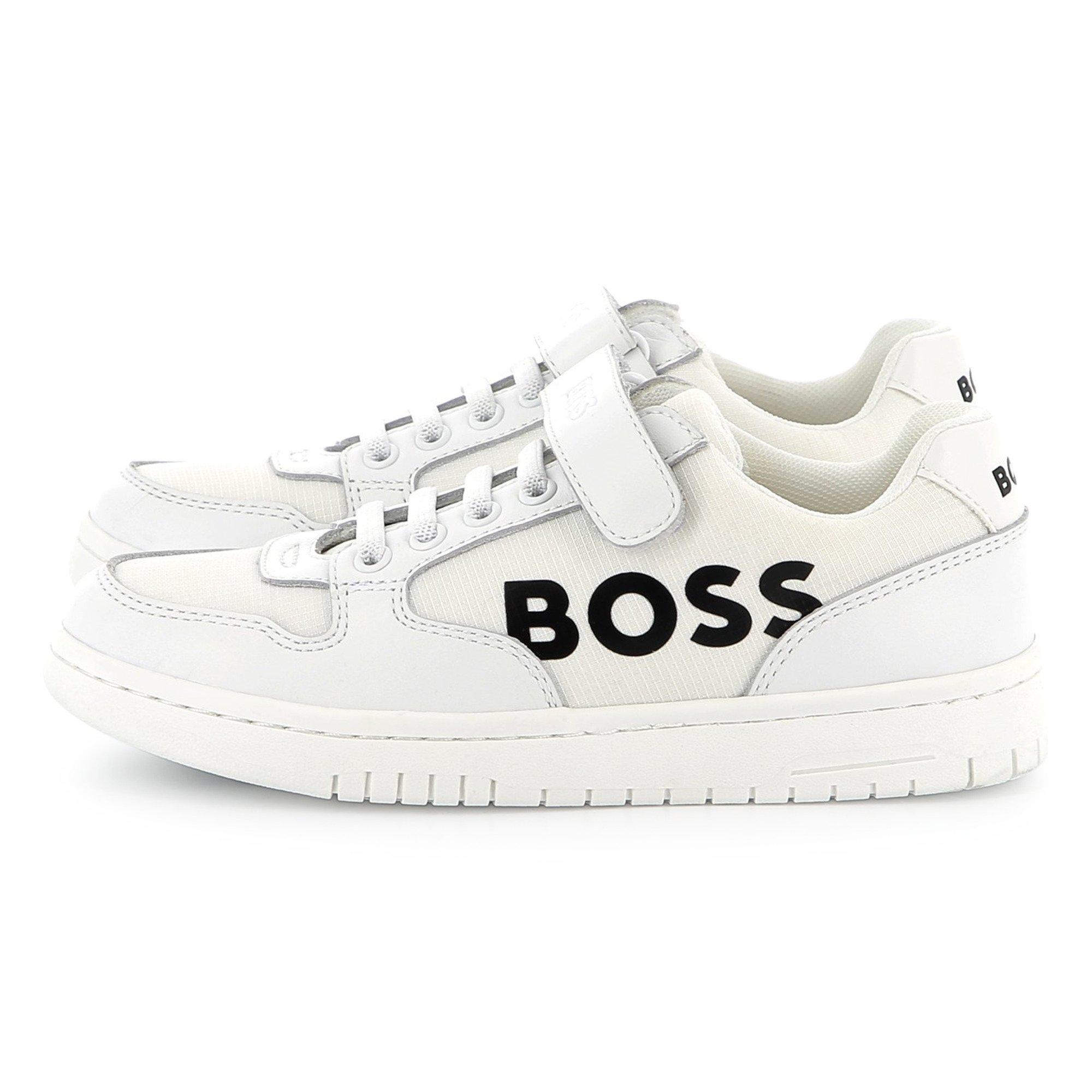 White 10P - Boss - Kids' Logo Contrast Low-Top Trainers - 1