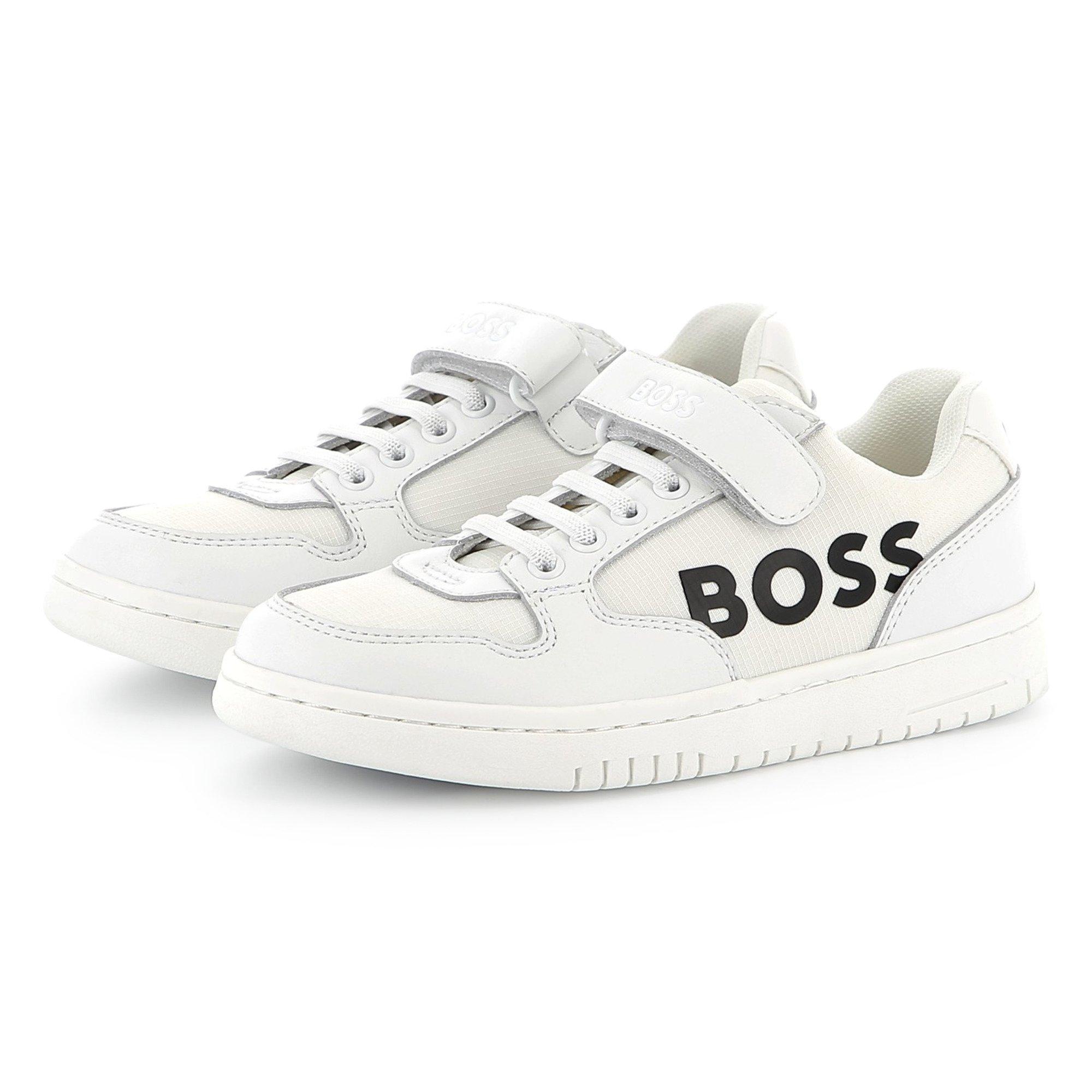 White 10P - Boss - Kids Contrast Logo Trainers - 2