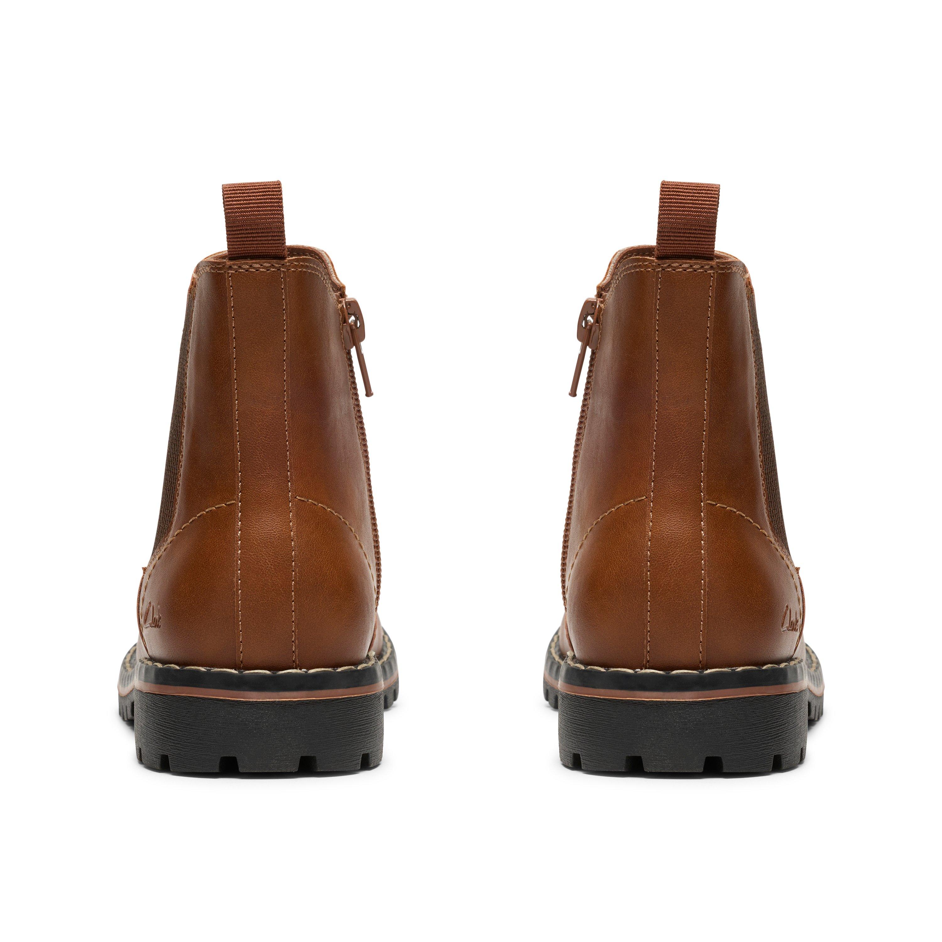 Tan - Clarks - Kids' Cliff Leather Chelsea Boots - 5