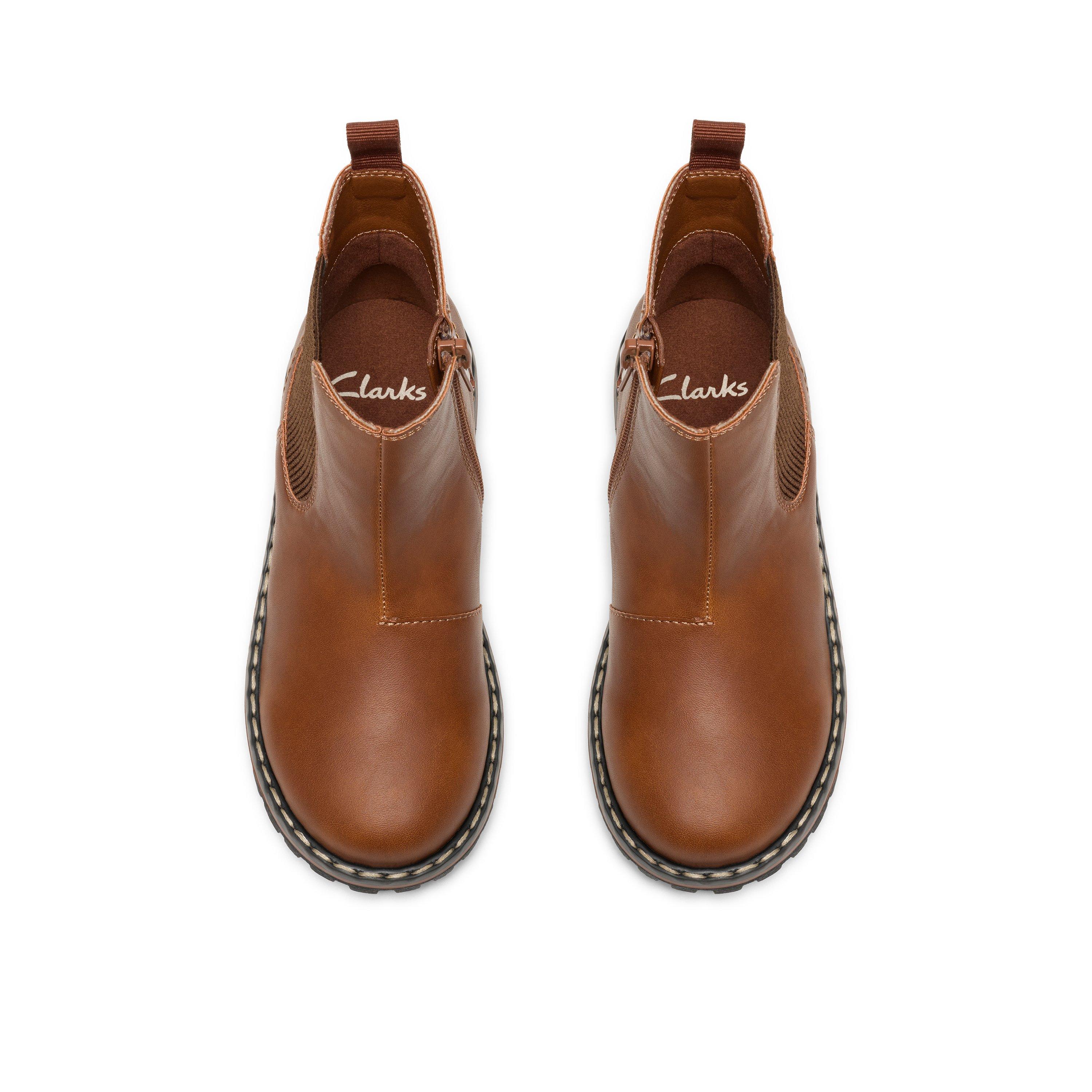 Tan - Clarks - Kids' Cliff Leather Chelsea Boots - 6
