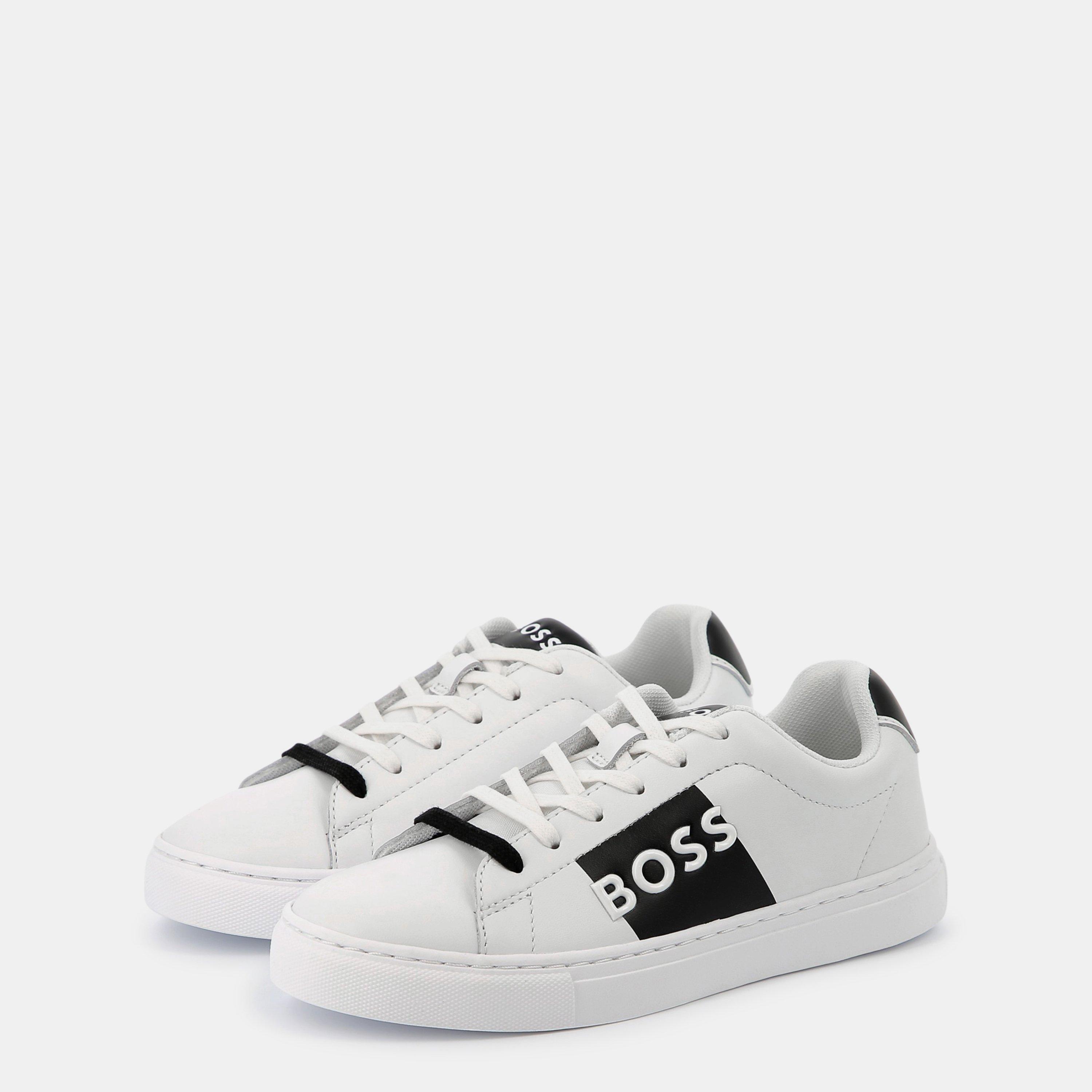 White 10P - Boss - Kids Side Logo Trainer Design - 2