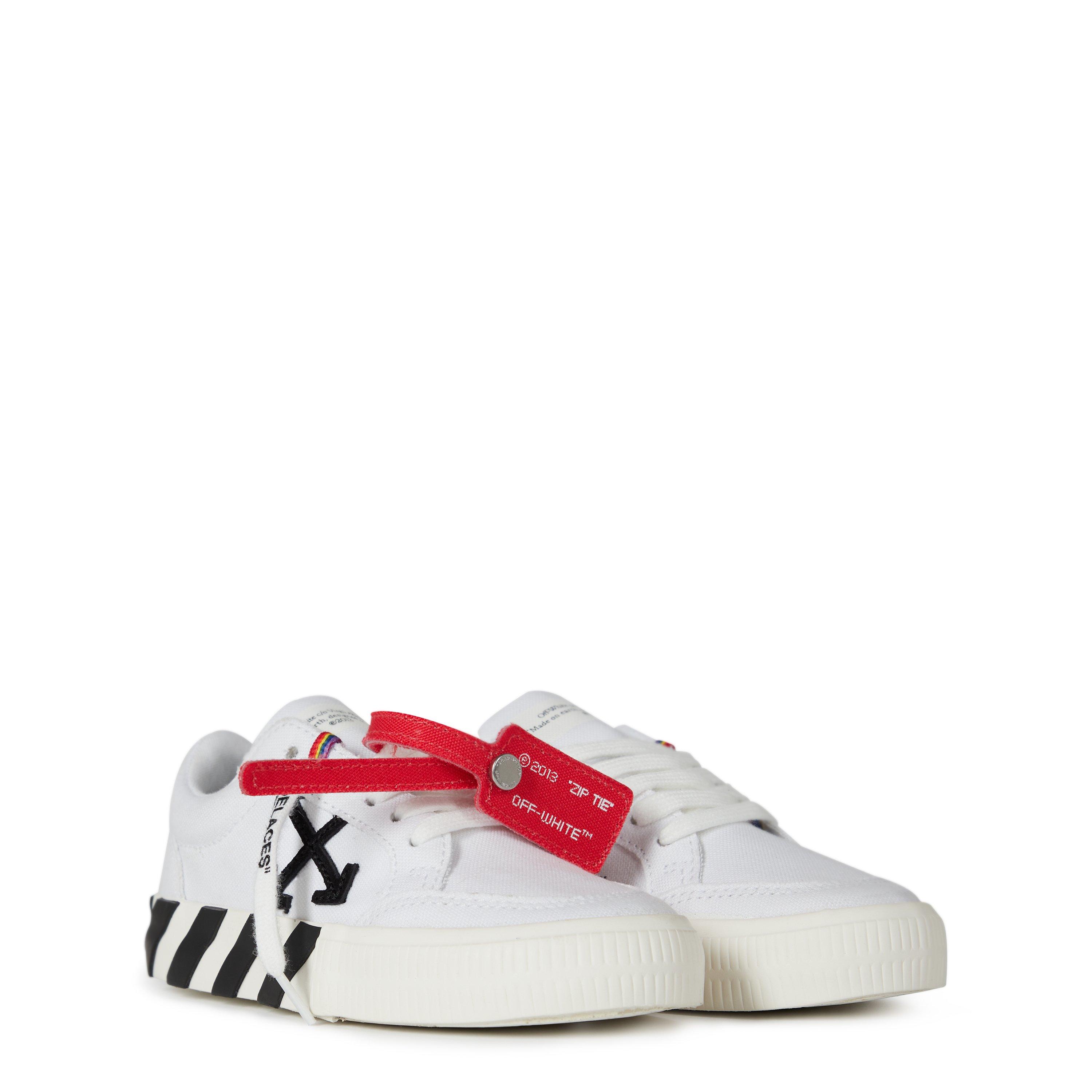 Wht Blk 0110 - Off White - Kids Juniors Vulcanised Lace-Up Trainers, Signature Arrows Motif - 3
