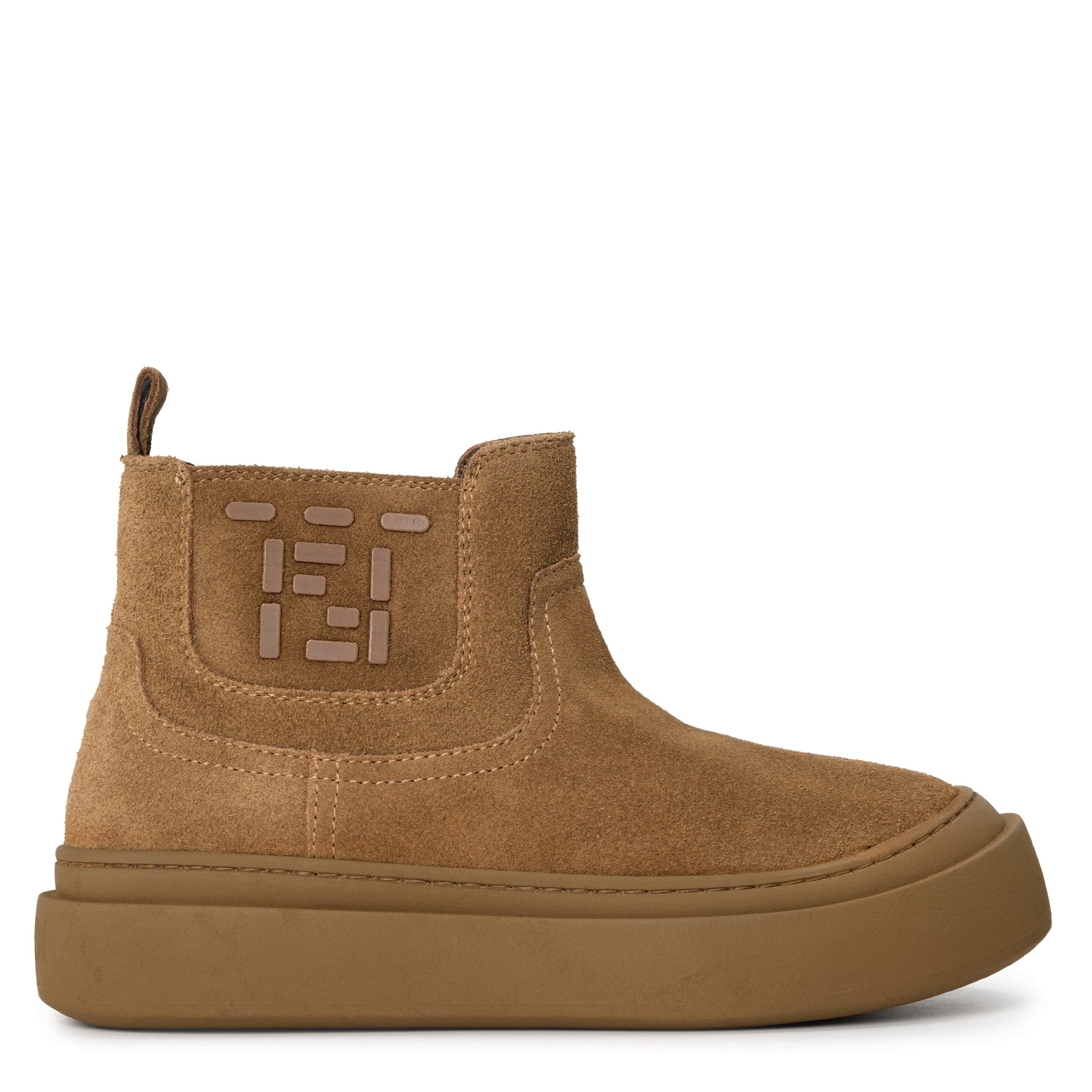Kids' Logo Leather Flat Ankle Boots