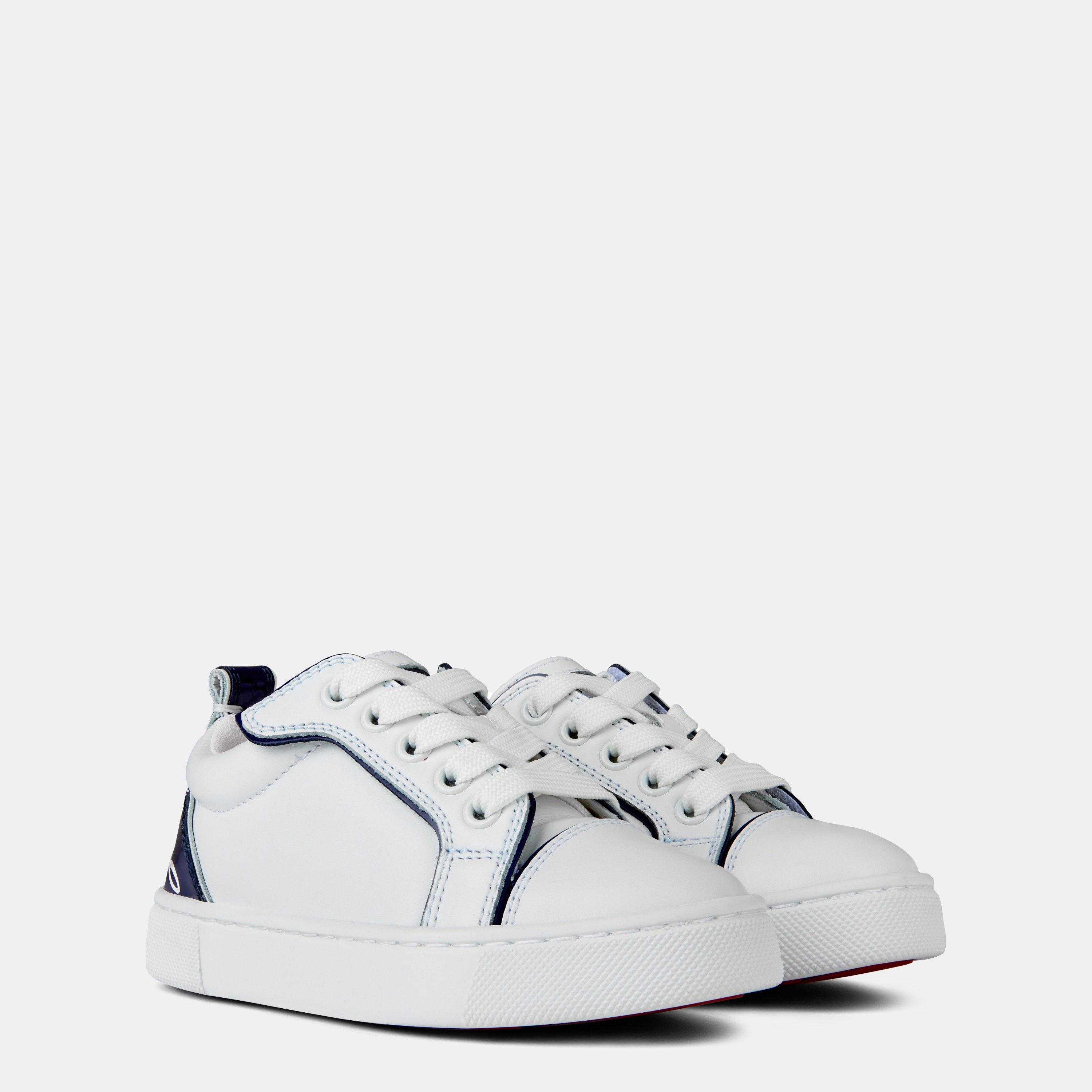White Navy J589 - Christian Louboutin - Boys' Printed Lemur Leather Funnyto Trainers - 4