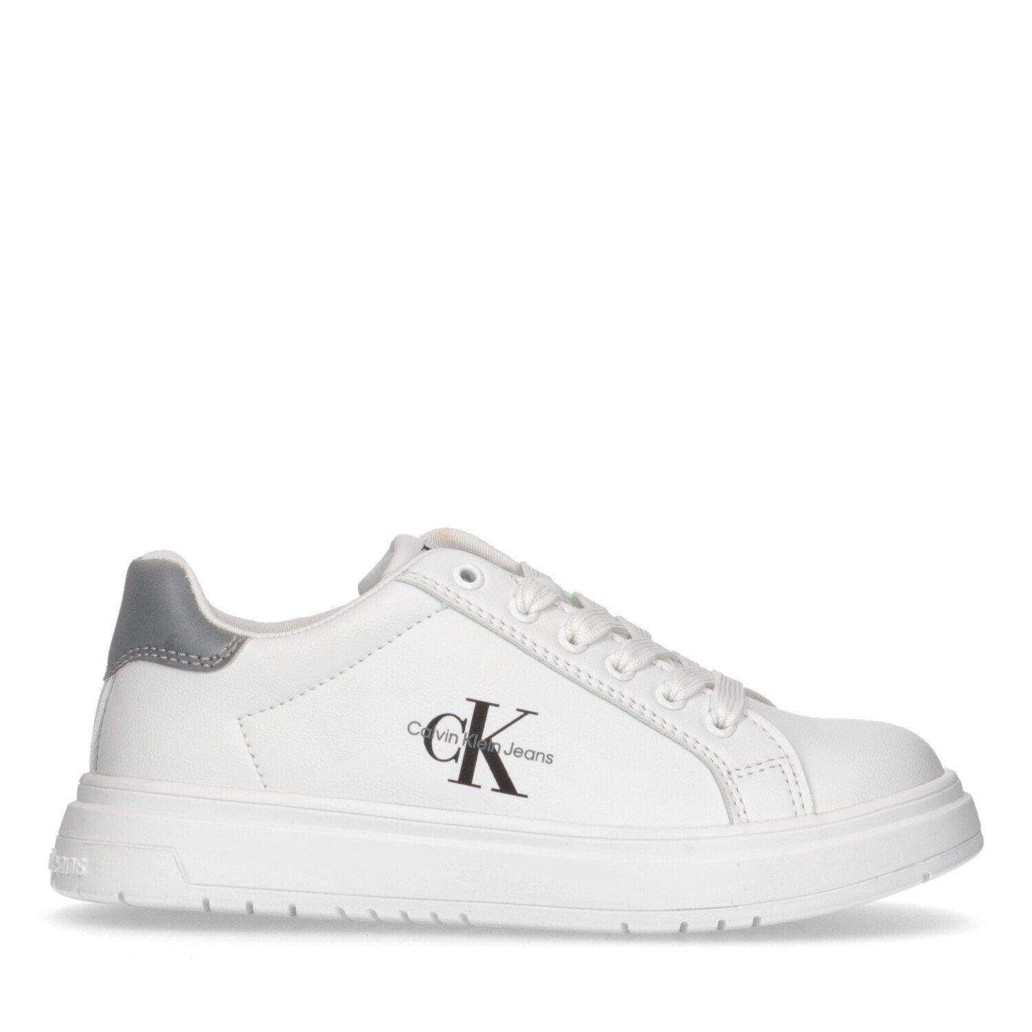 Calvin Klein Jeans Boys Low Cut Lace Sneakers Juniors - White/Grey - 2.5 (35)