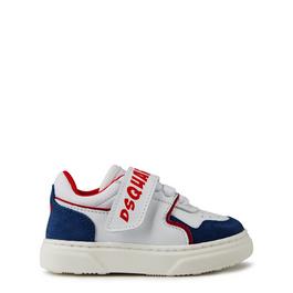 DSquared2 Dsquared2 Logo White And Blue Leather Trainers Juniors