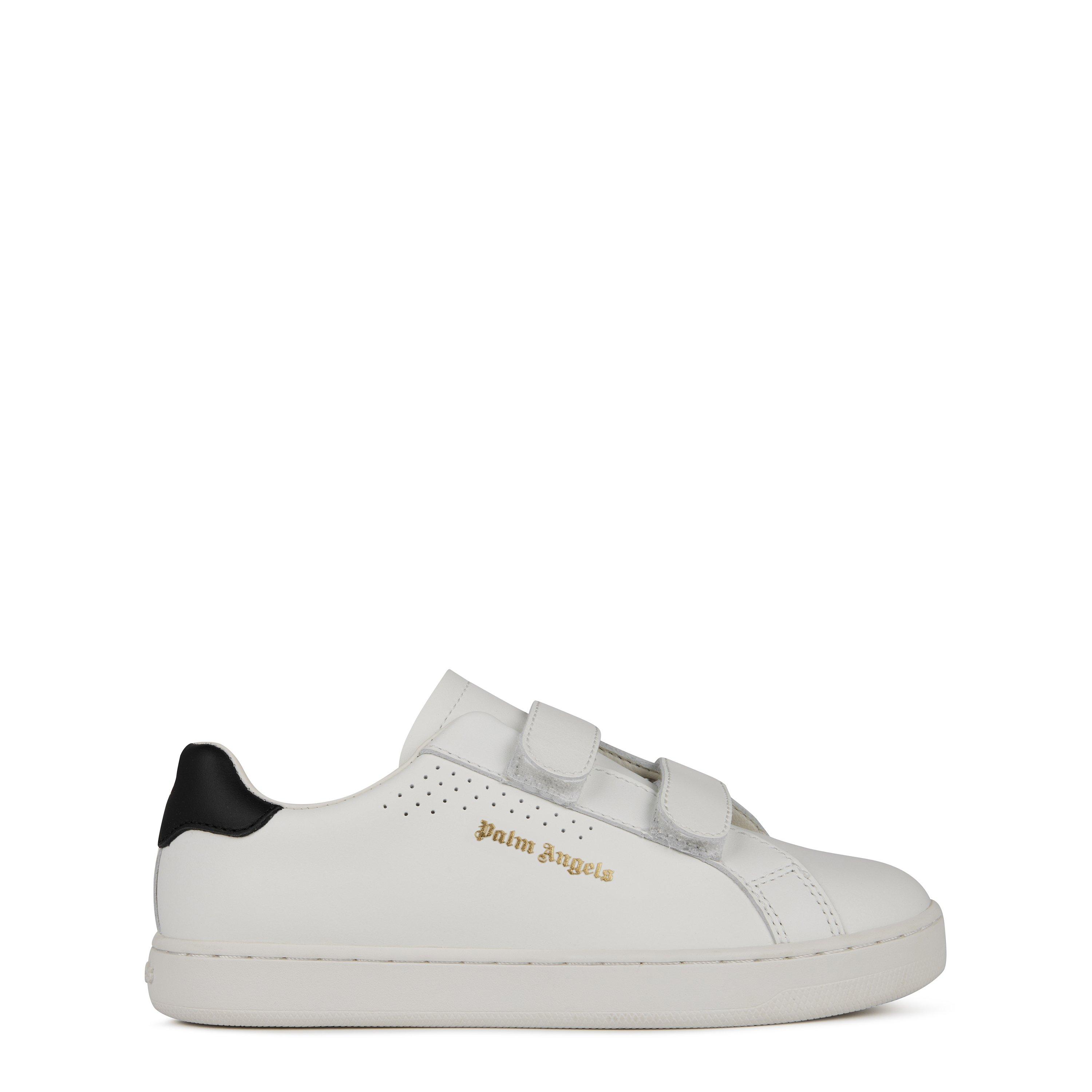 Wht/Blk 0110 - Palm Angels - Logo-Print Touch-Strap Leather Sneakers Juniors - 1