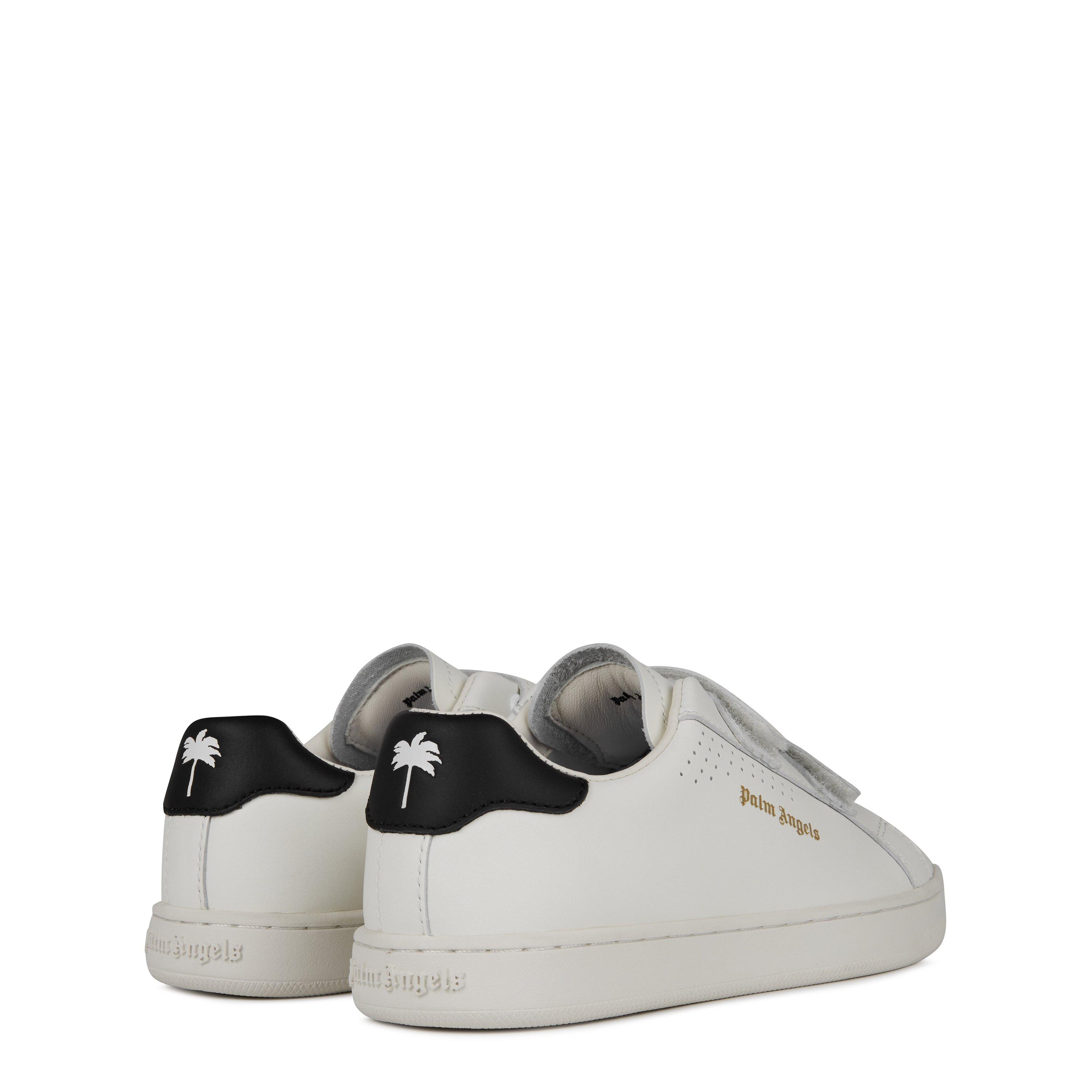 Wht/Blk 0110 - Palm Angels - Logo-Print Touch-Strap Leather Sneakers Juniors - 4