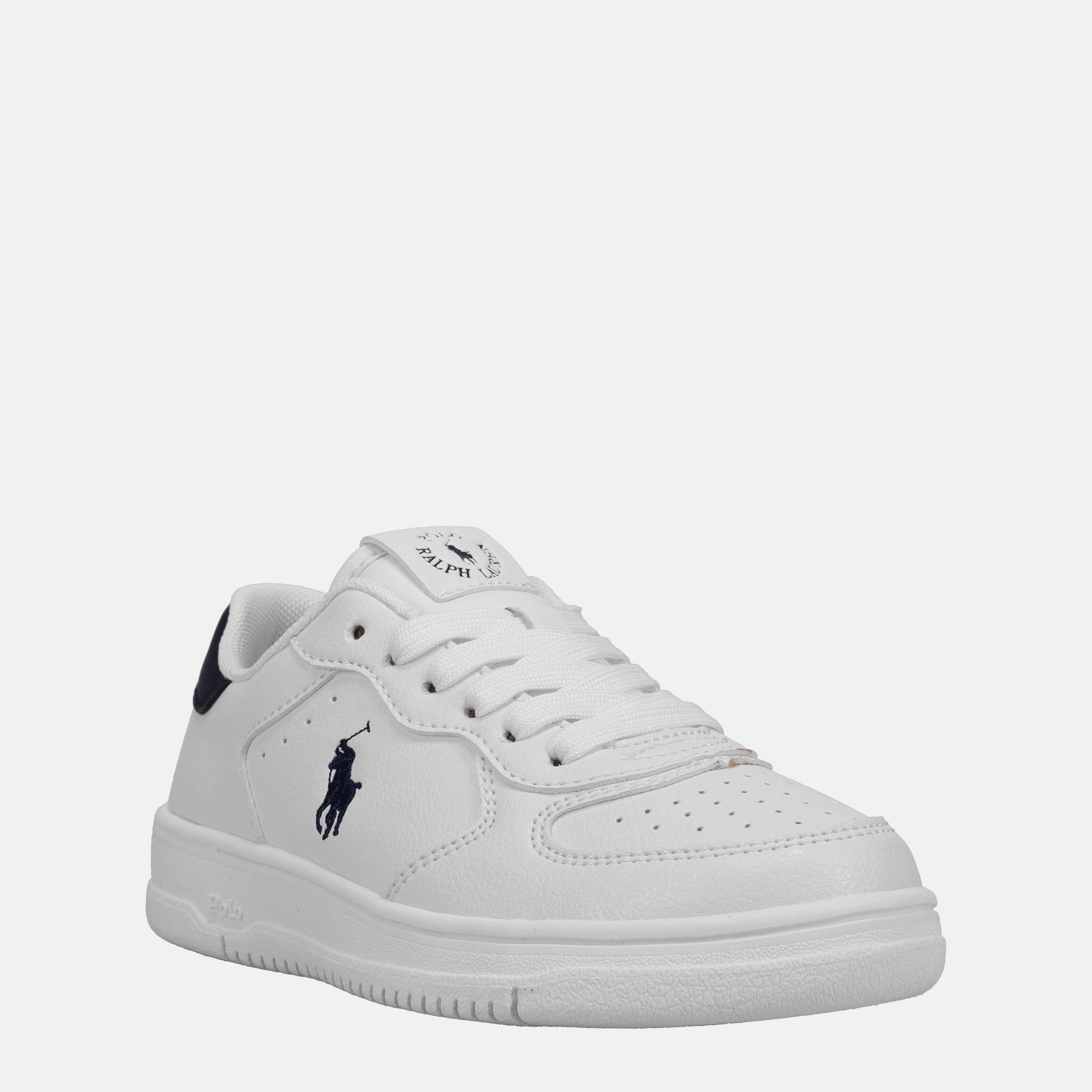 Polo Ralph Lauren Boys Masters Court Trainers Juniors - White/Navy - 3 (35.5)