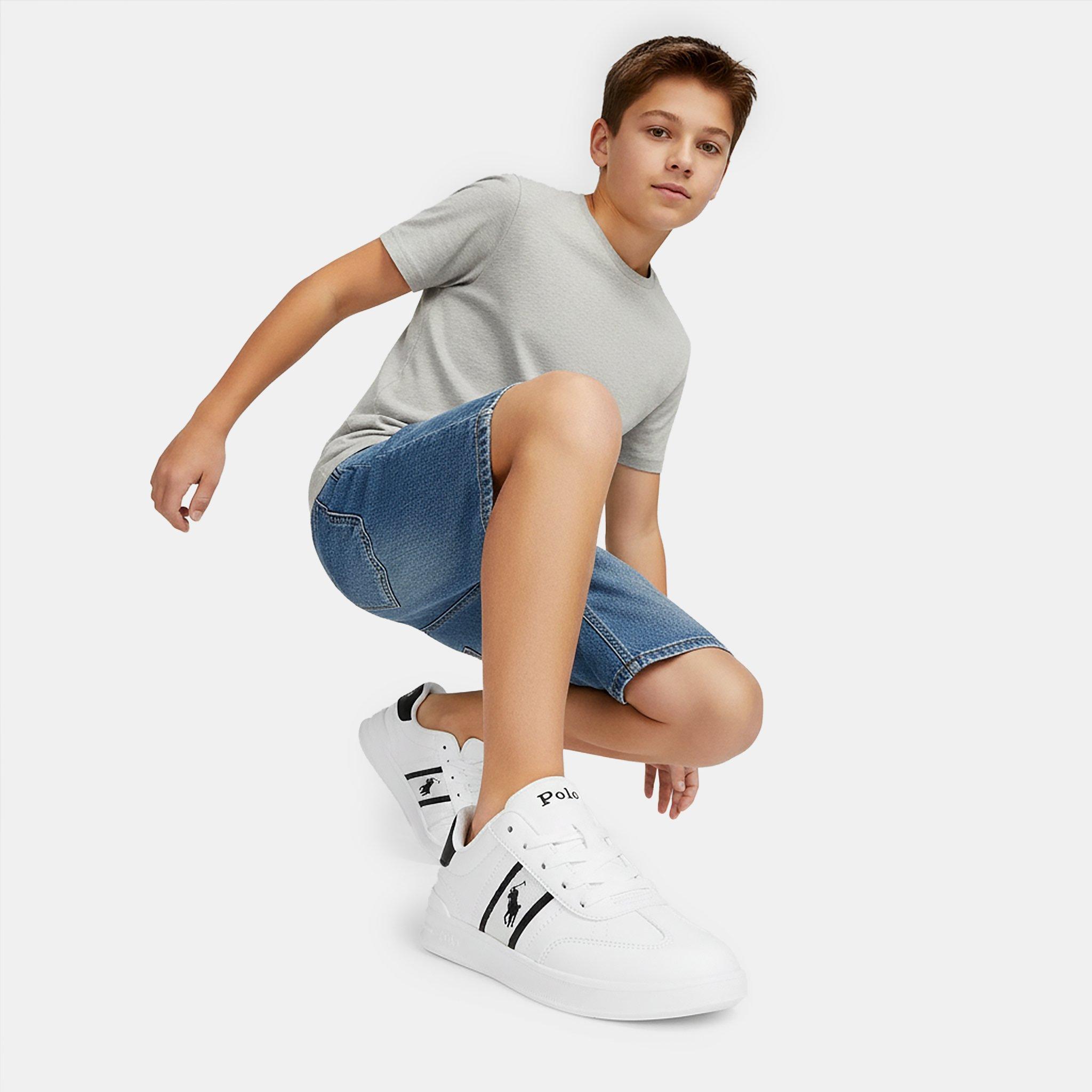 White/Navy - Polo Ralph Lauren - Heritage Court Trainers Juniors - 2