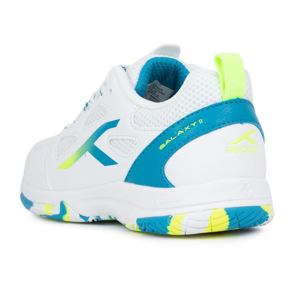 White/Blue/Lime - Hundred - Unisex Kids' Badminton Trainers - 3
