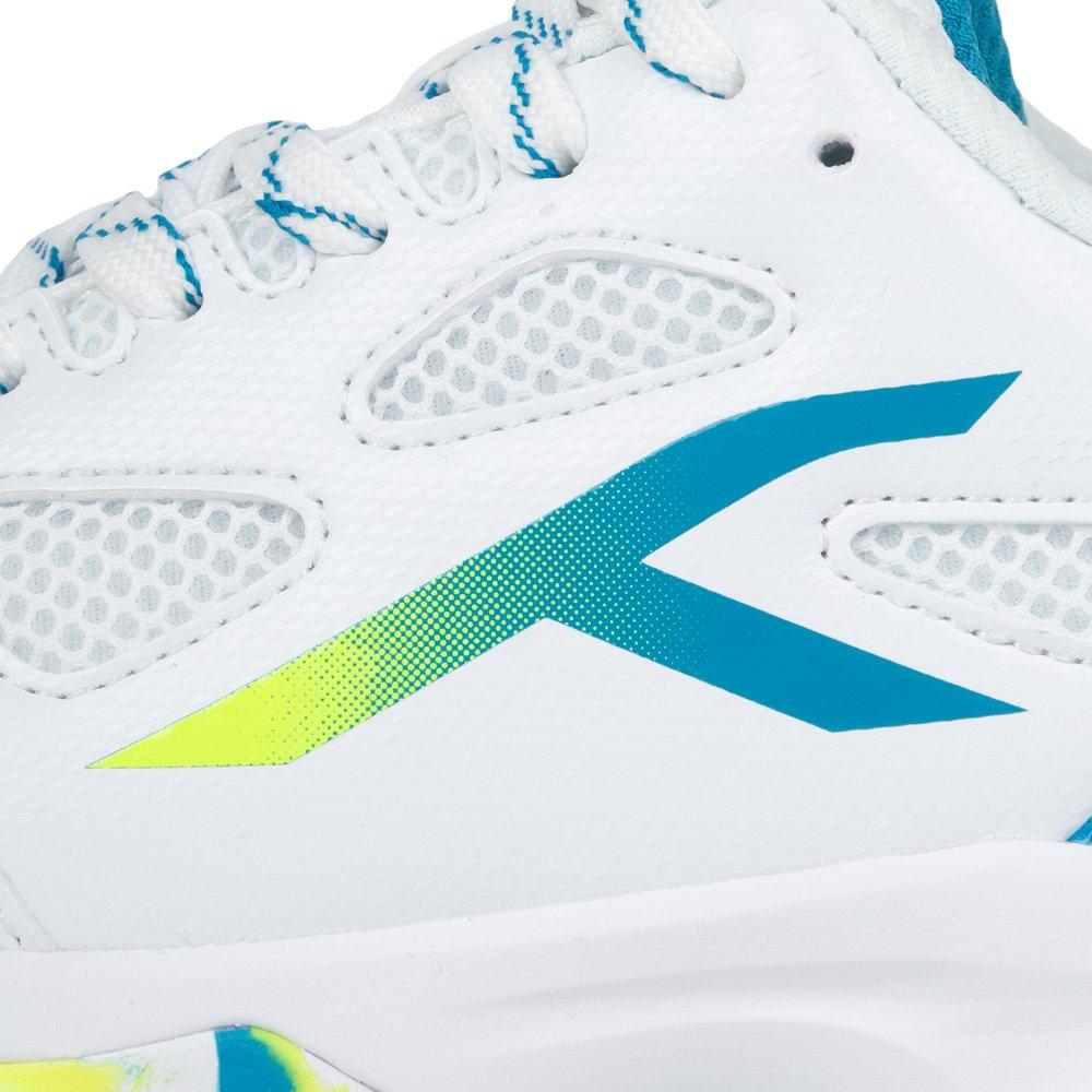 White/Blue/Lime - Hundred - Unisex Kids' Badminton Trainers - 5