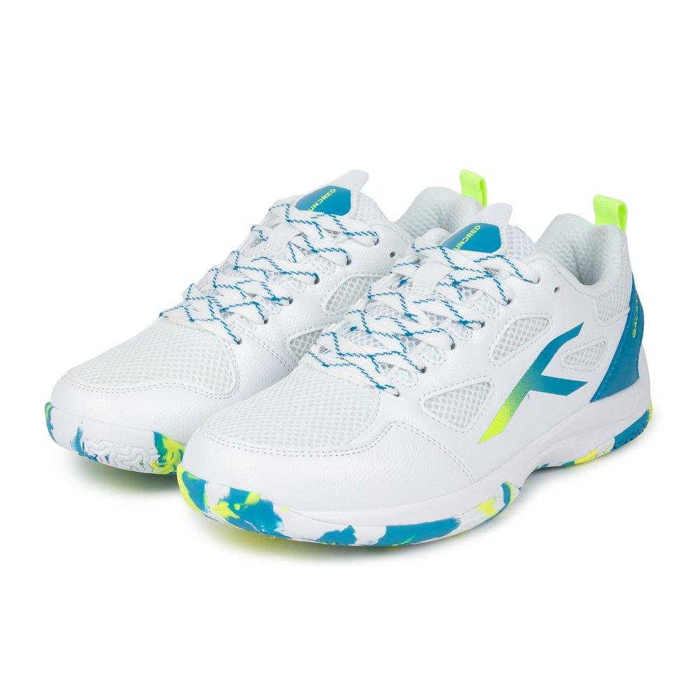White/Blue/Lime - Hundred - Unisex Kids' Badminton Trainers - 7