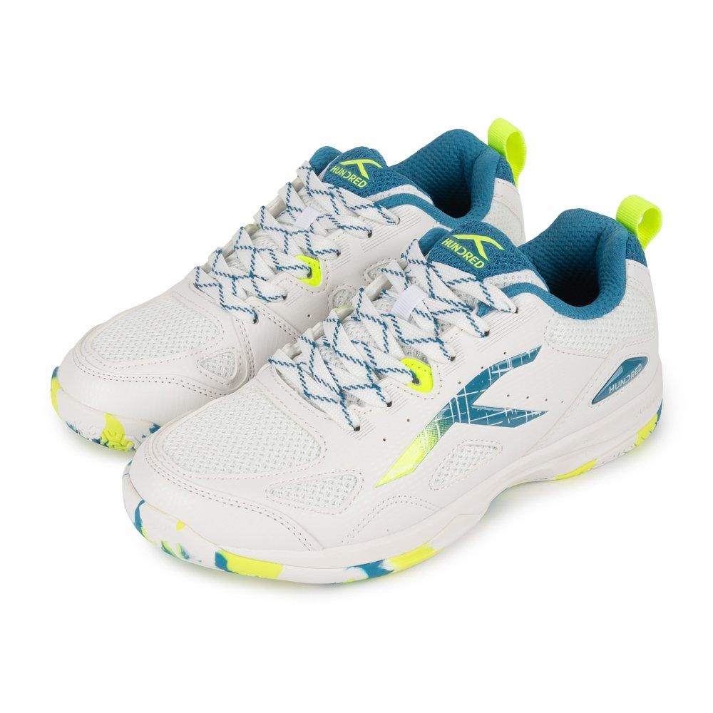 WHITE/BLUE/LIME - Hundred - Galaxy Childrens Badminton Shoes - 7
