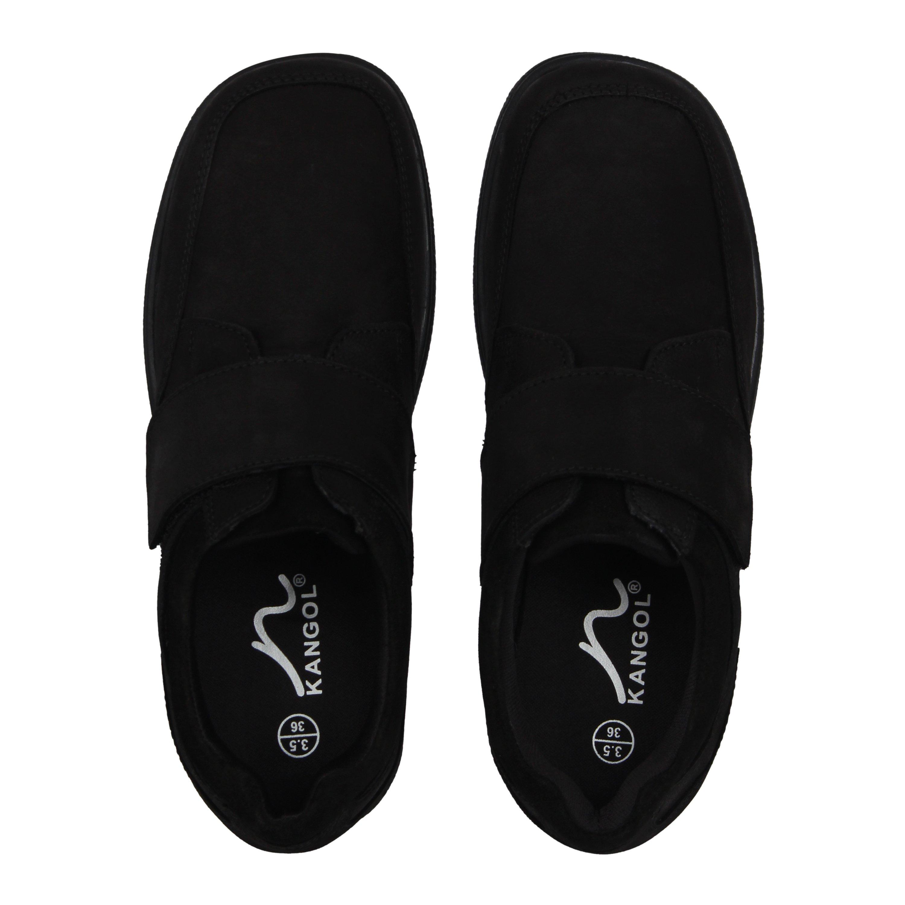 Black - Kangol - Kids' Leather Moc Toe Formal Shoes - 5