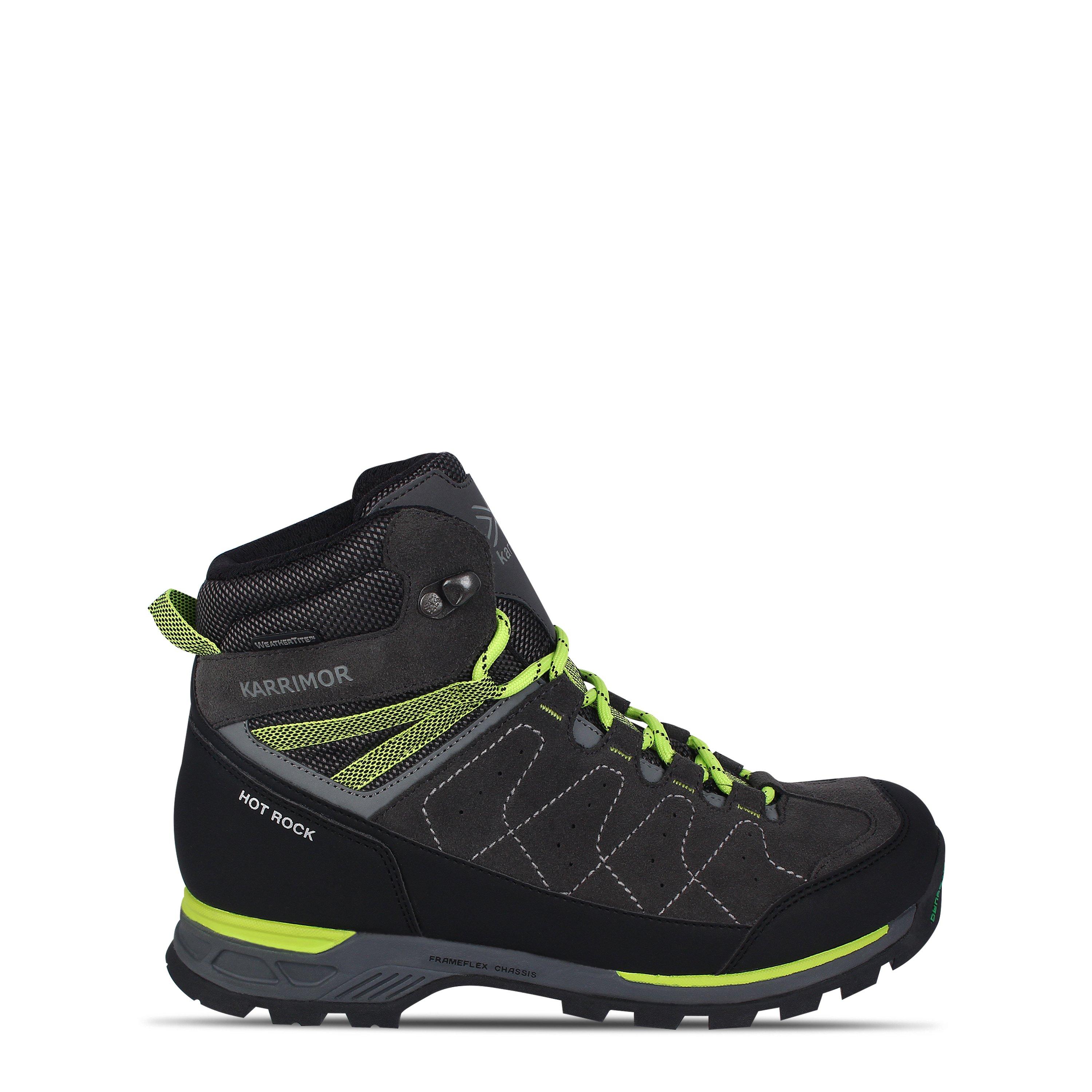 Karrimor Boys Hot Rock Waterproof Walking Boots Juniors - Charcoal/Green - 3 (35.5)