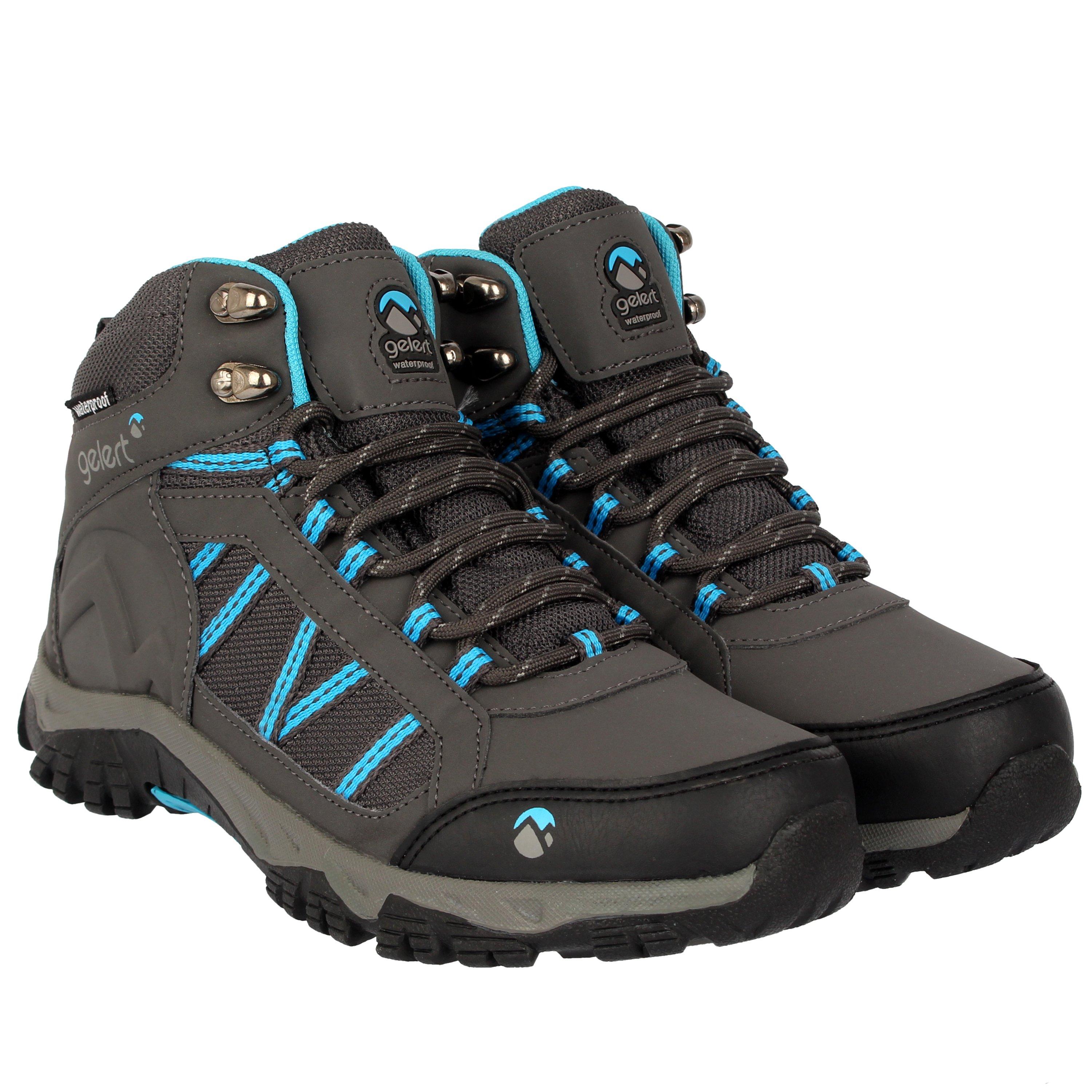Houtskool/Blauw - Gelert - Horizon Mid Waterproof Walking Boots Juniors - 5