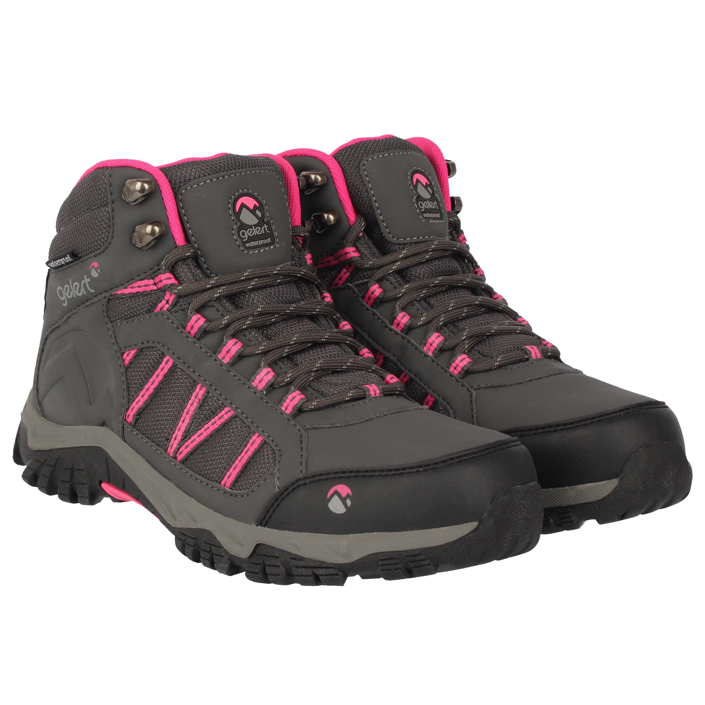 Charcoal/Pink - Gelert - Horizon Mid Waterproof Walking Boots Juniors - 5