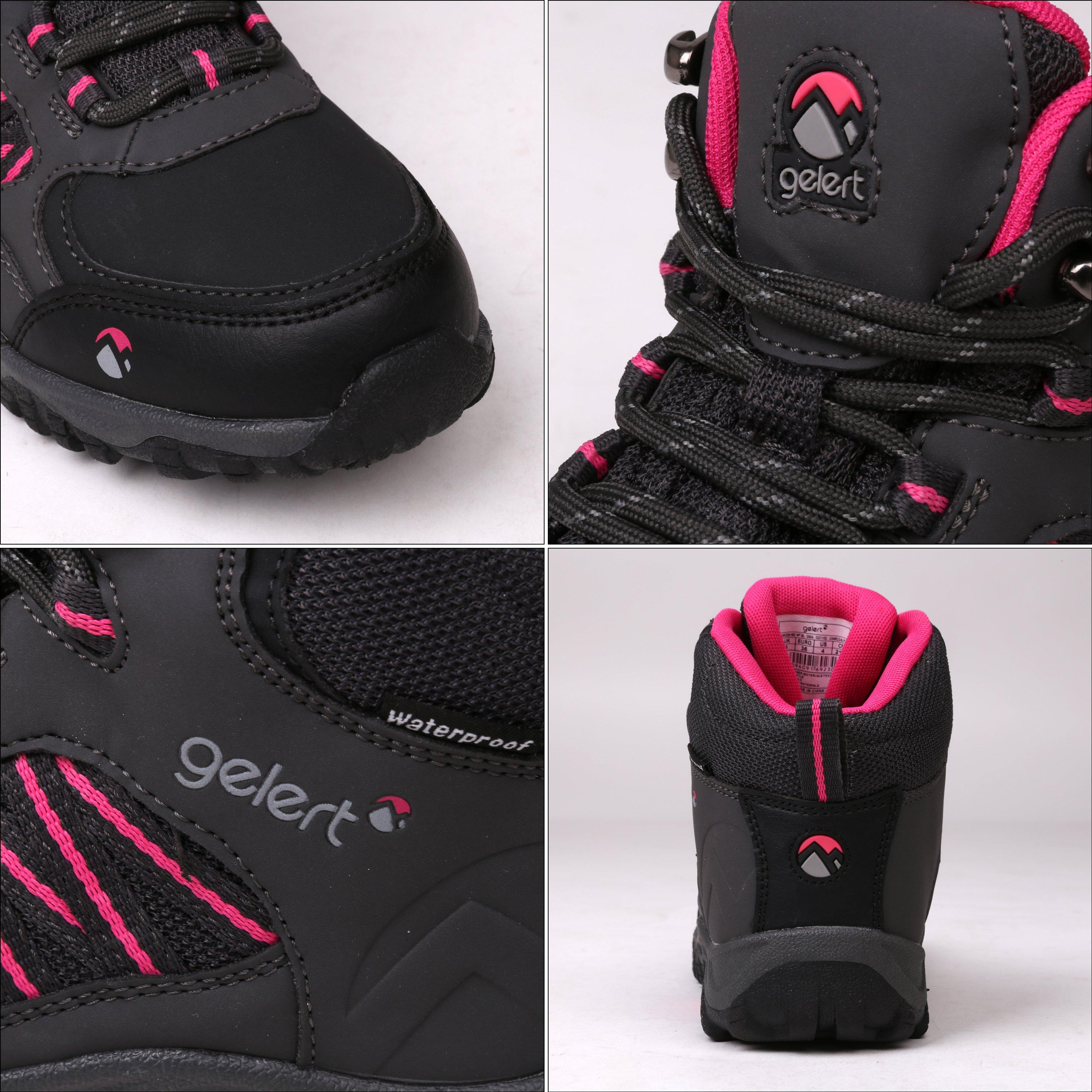 Charcoal/Pink - Gelert - Horizon Mid Waterproof Walking Boots Juniors - 6