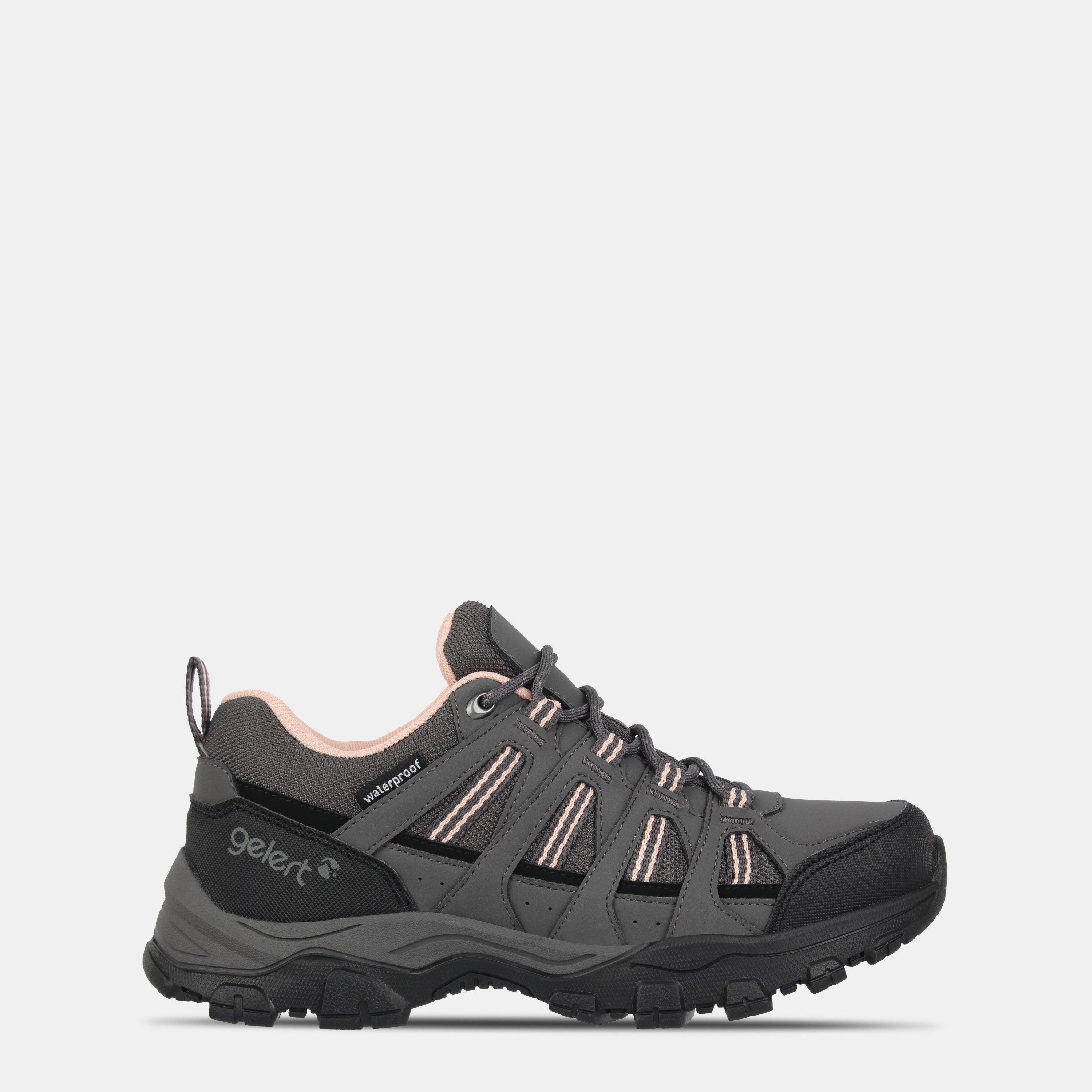 Gelert Boys Horizon Low Waterproof Walking Shoes Junior - Charcoal/Pink - 5.5 (38.5)