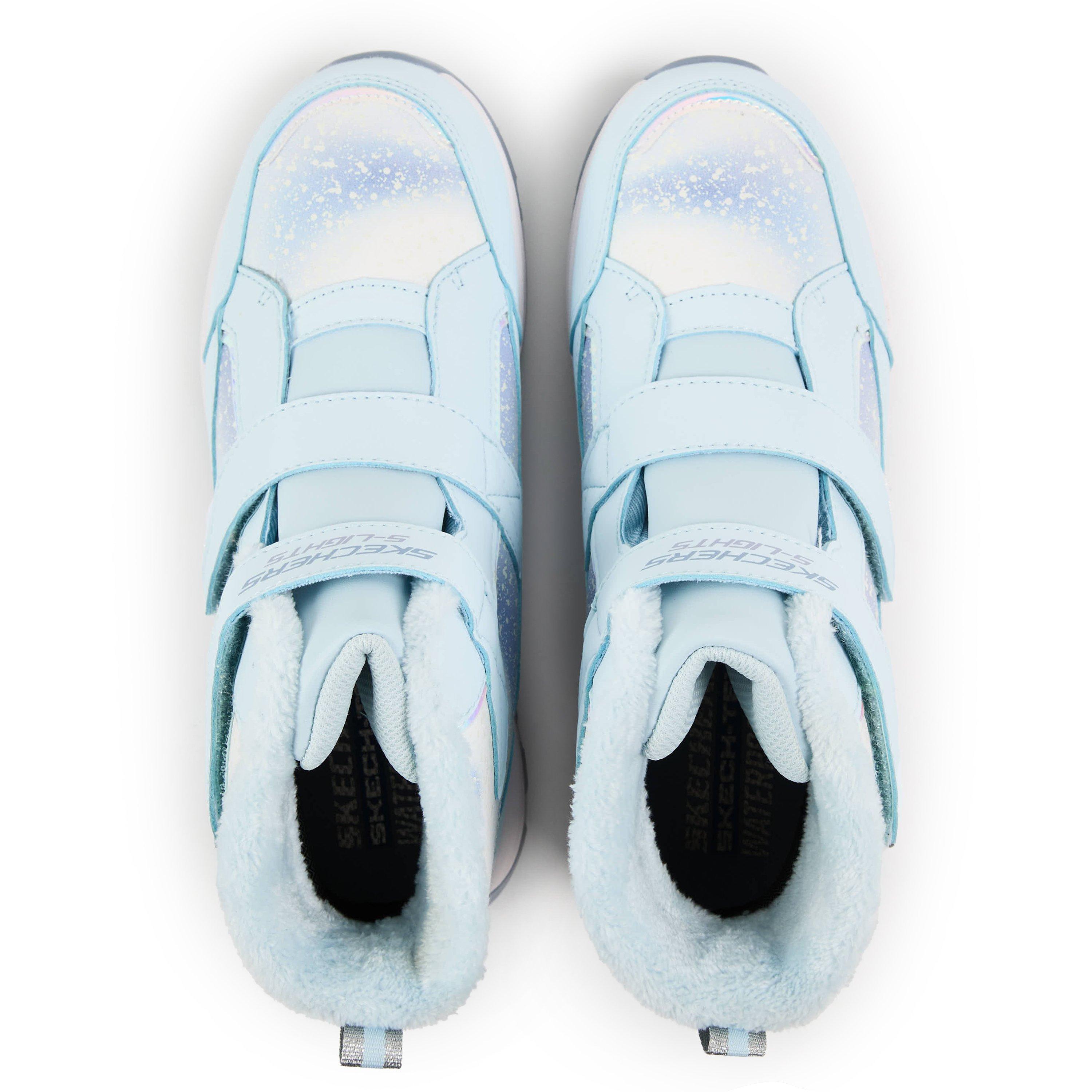 Light Blue - Skechers - Double Strap Lighted Waterproof Mid Walking Shoes Unisex Kids - 4