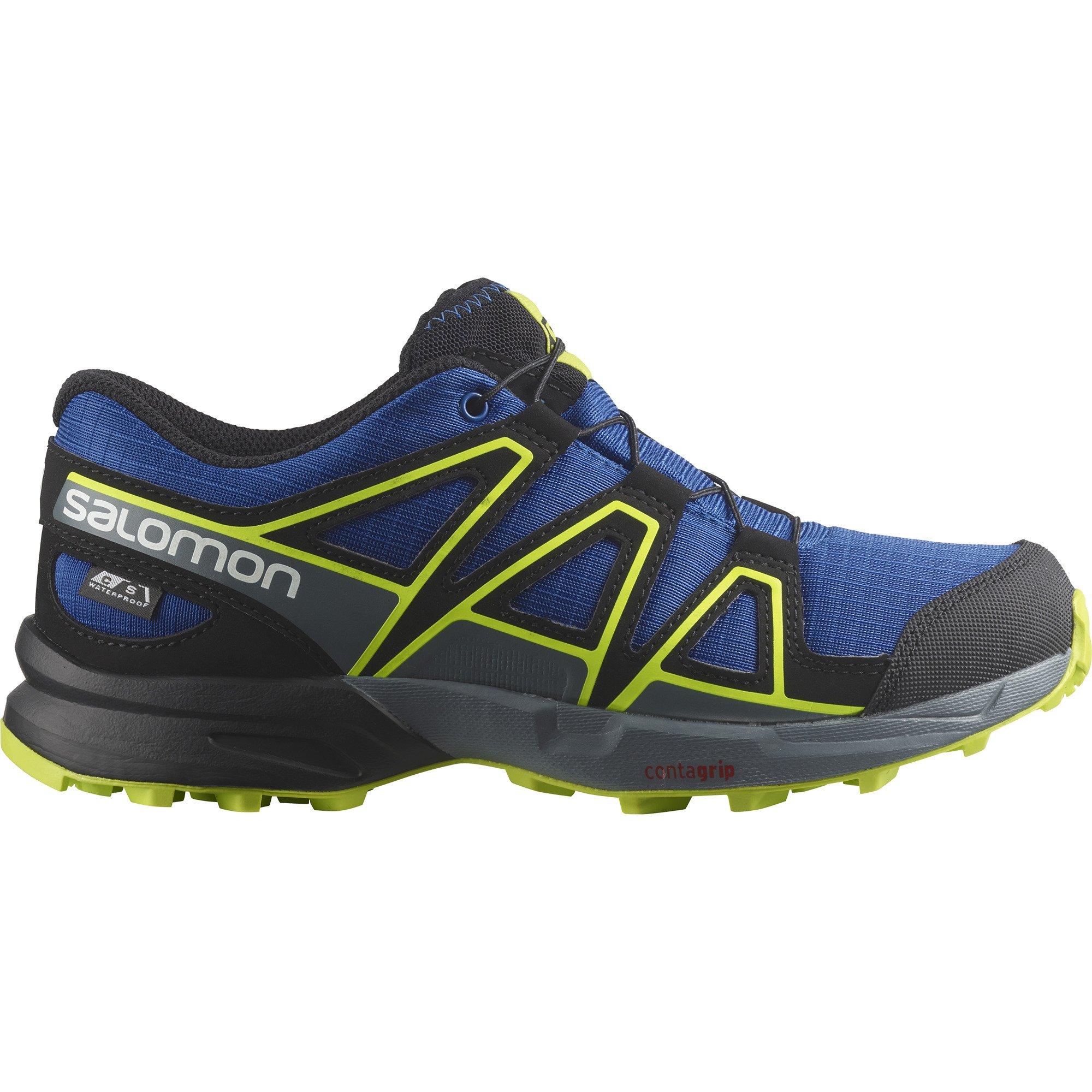 Plava/Crna/Limeta - Salomon - Speedcross Waterproof Trail Running Shoes Junior - 1