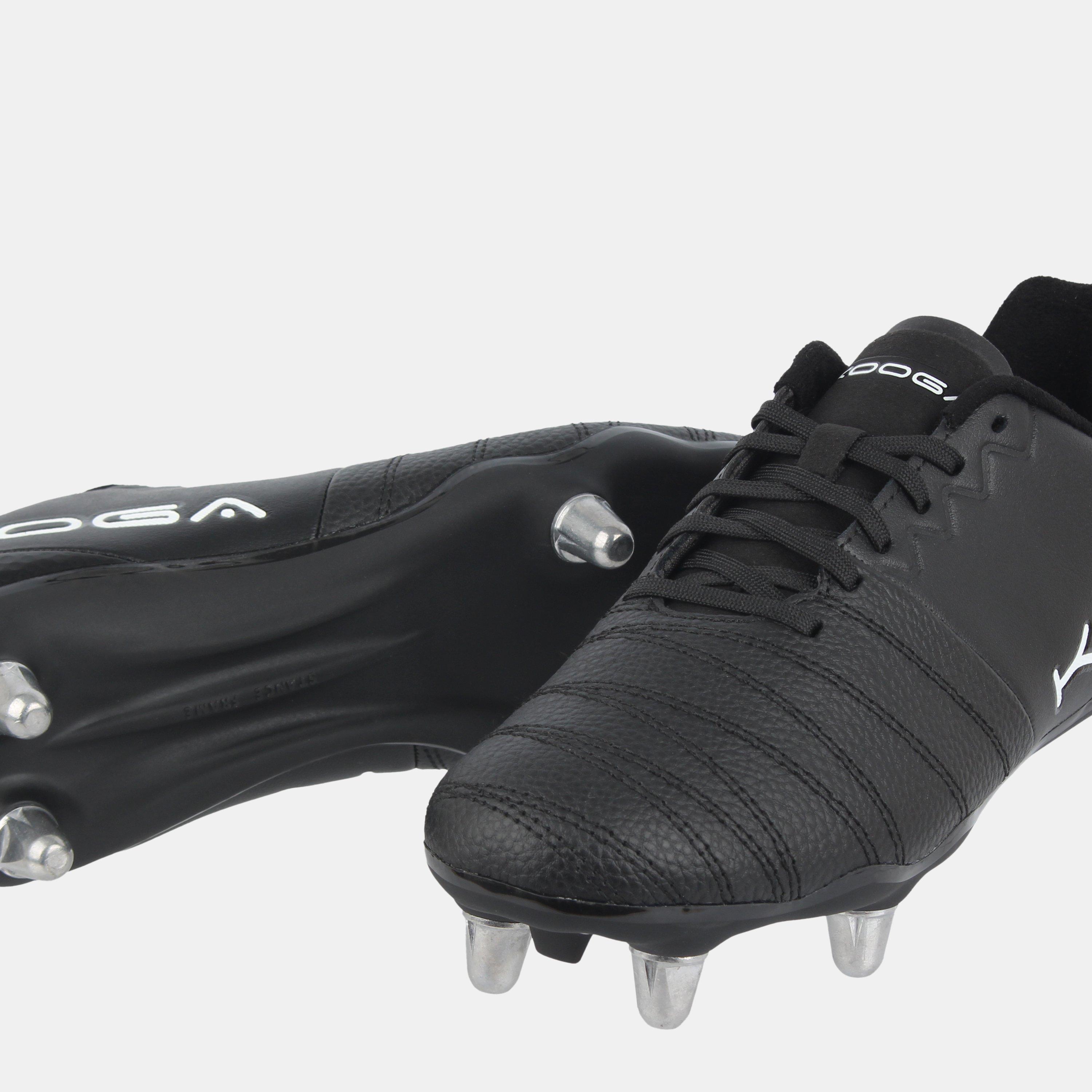 Chaussures De Rugby APTA Scatto Black - Cuir Kangourou Naturel - Lacets, Semelle Plate