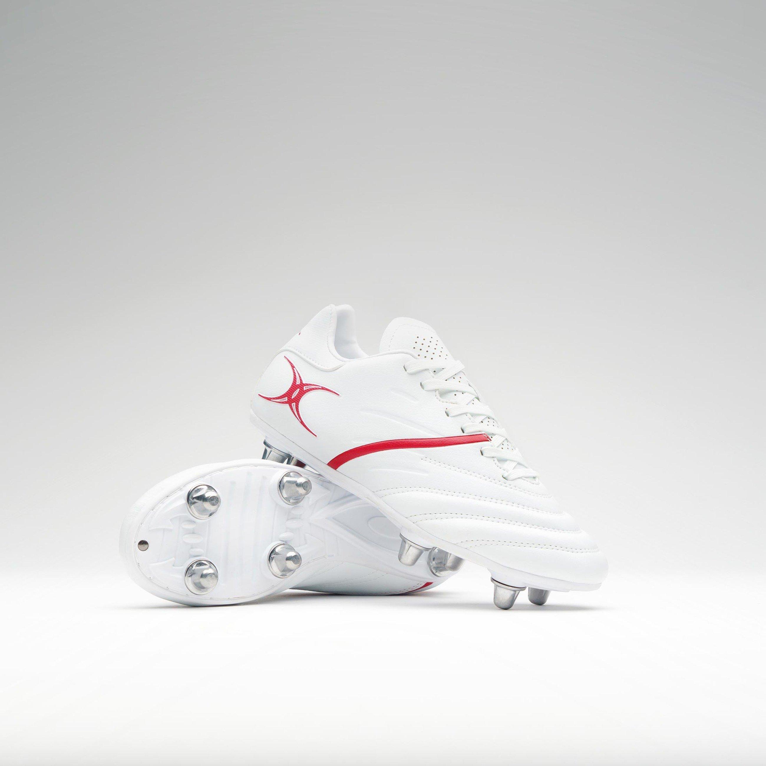 White/Red - Gilbert - Unisex Kids' Pwr6 Rugby Boots - 1