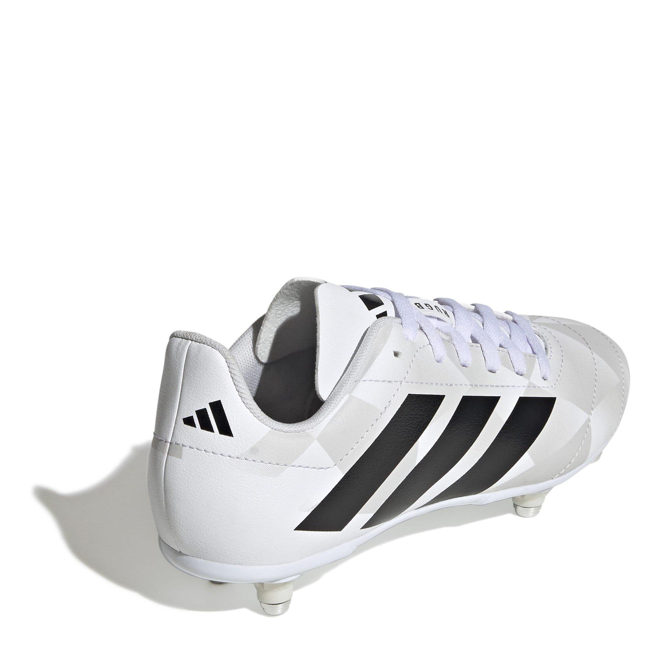 White/Black - adidas - Junior Soft Ground Rugby Boots - 4
