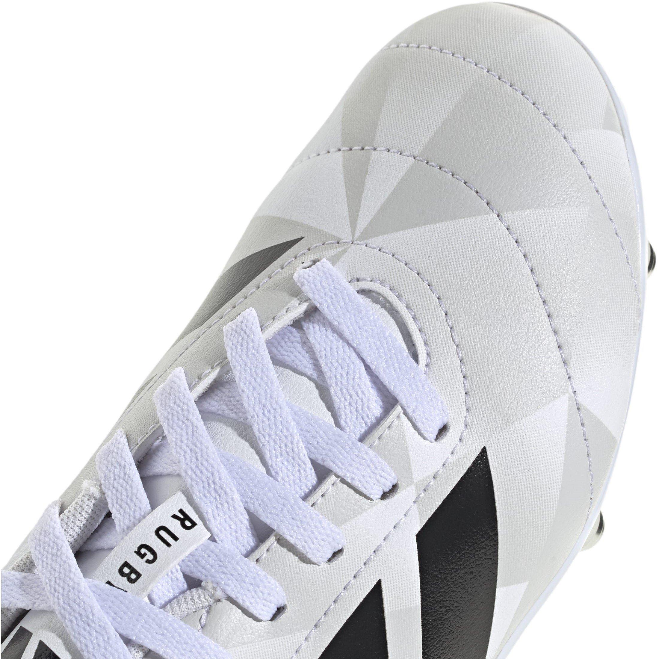 White/Black - adidas - Junior Soft Ground Rugby Boots - 8