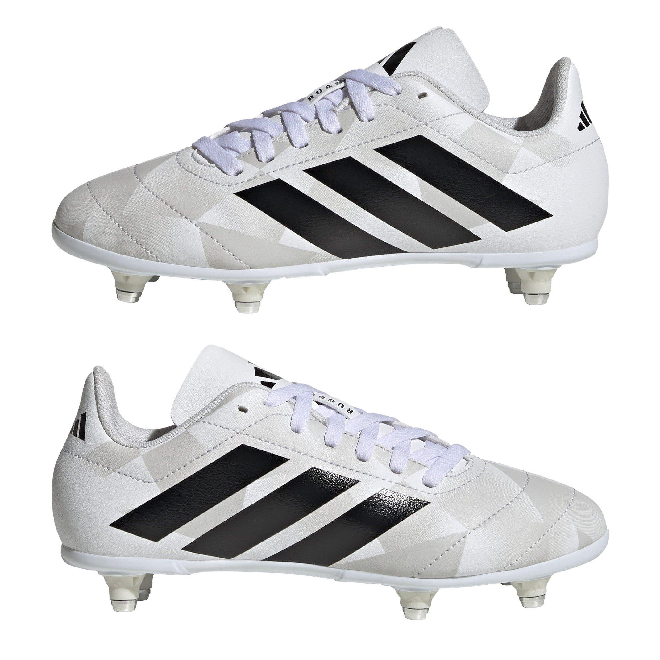 White/Black - adidas - Junior Soft Ground Rugby Boots - 9