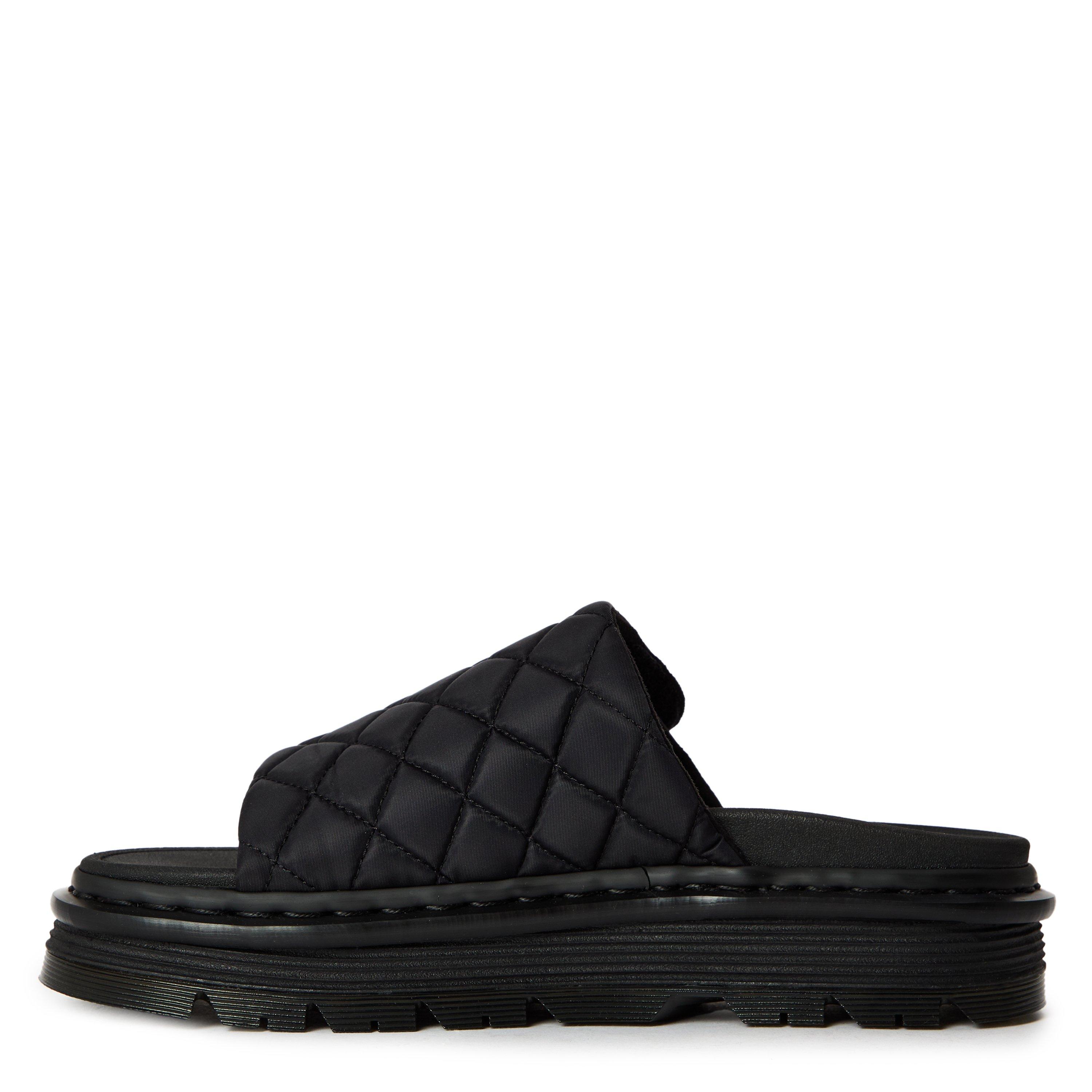 Black Nylon - Dr Martens - Zebzag Quilted Canvas Platform Slides - 2