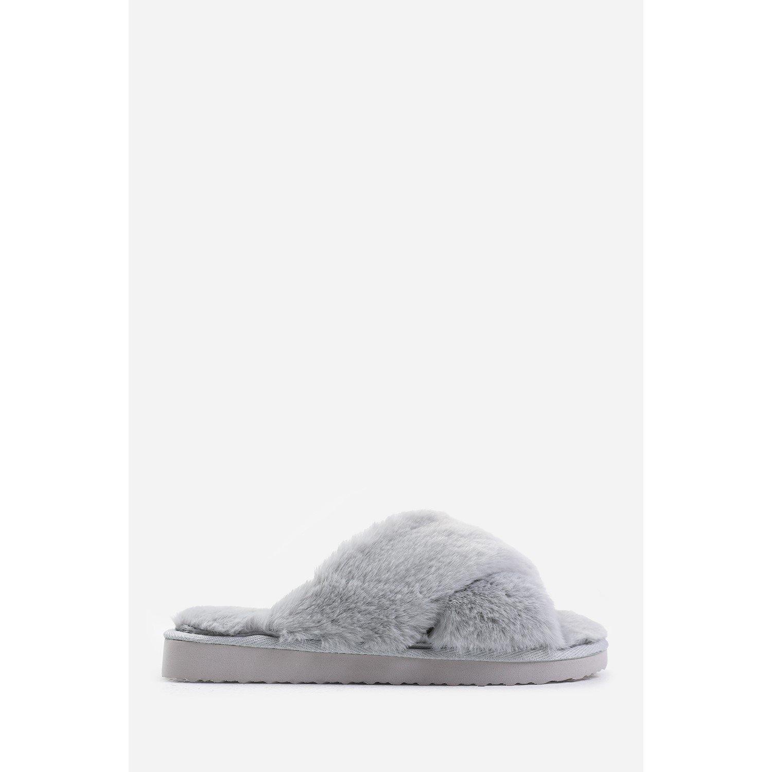 Grå - Wheres That From - Where’s Cross Over Fluffy Slippers - 2