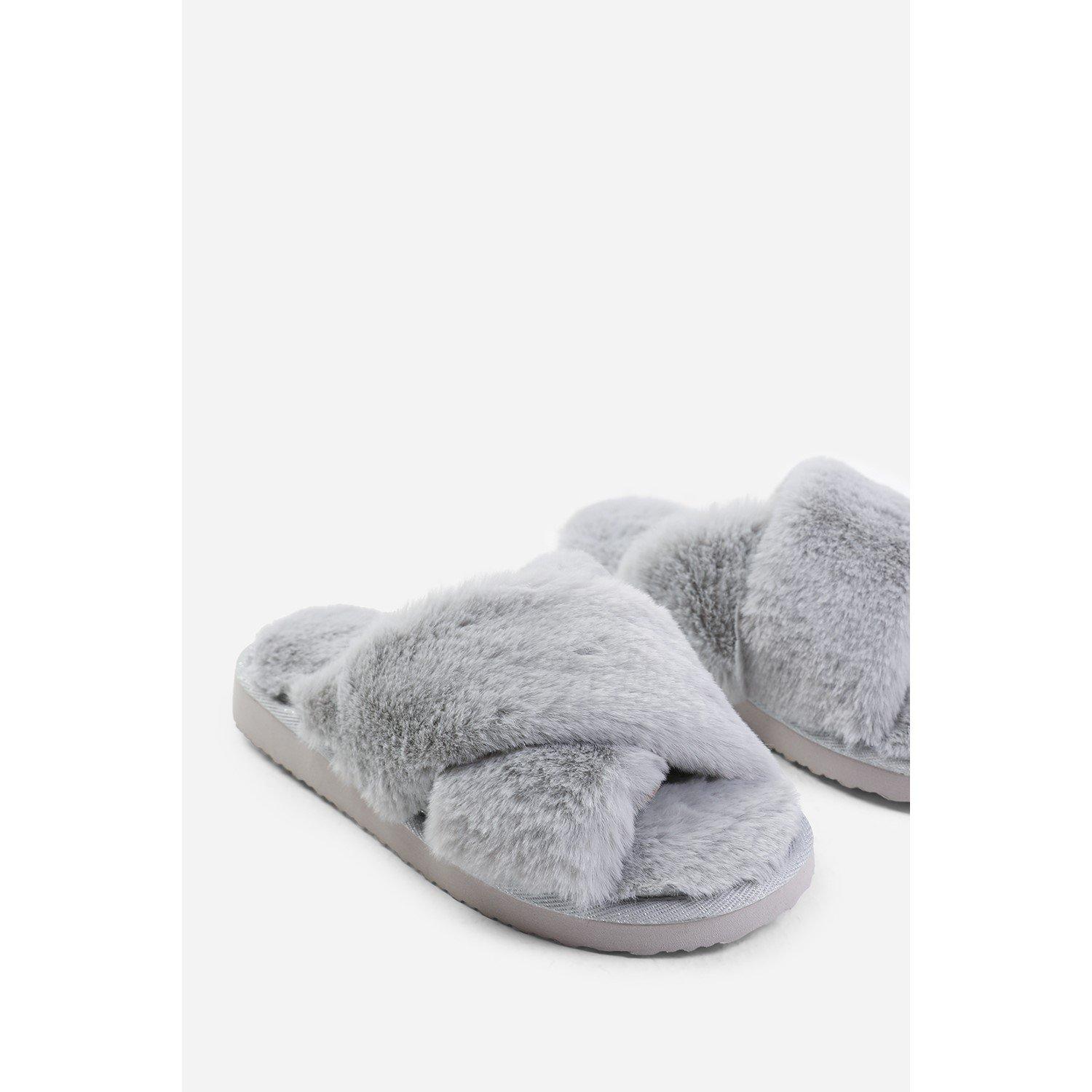 Grå - Wheres That From - Where’s Cross Over Fluffy Slippers - 3