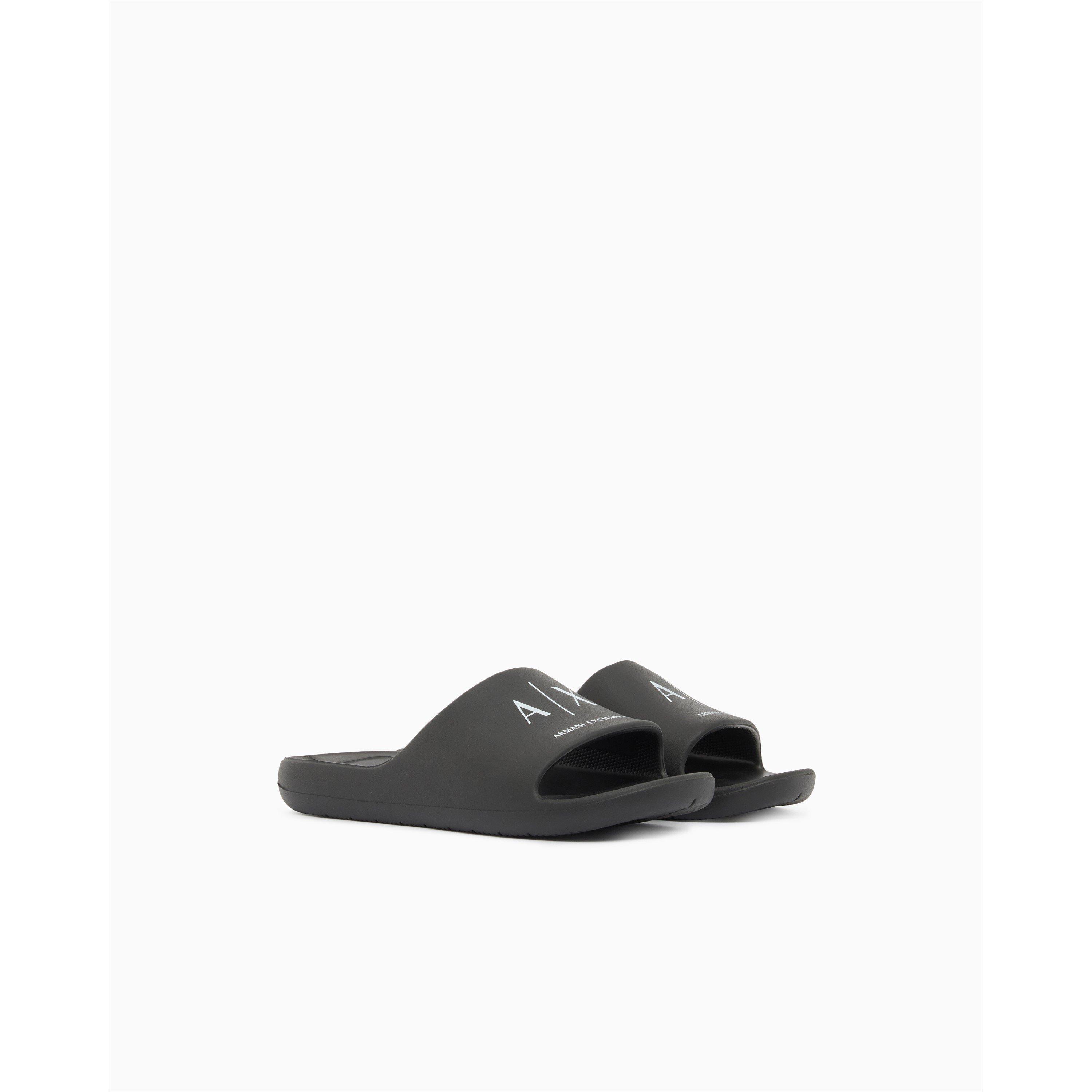Armani Exchange Men's Sandal - Blk/Wht Logo - 6 (39)