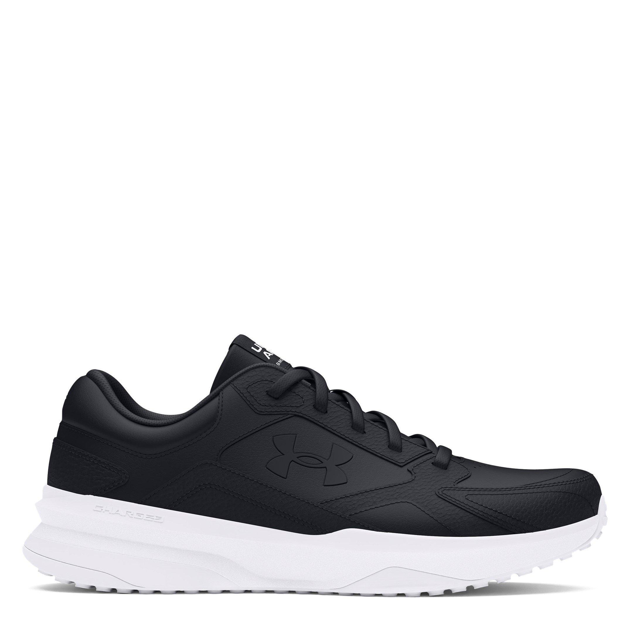 Under Armour Men's Black/White Edge Leather Low-Top Trainers - 8.5 (43)